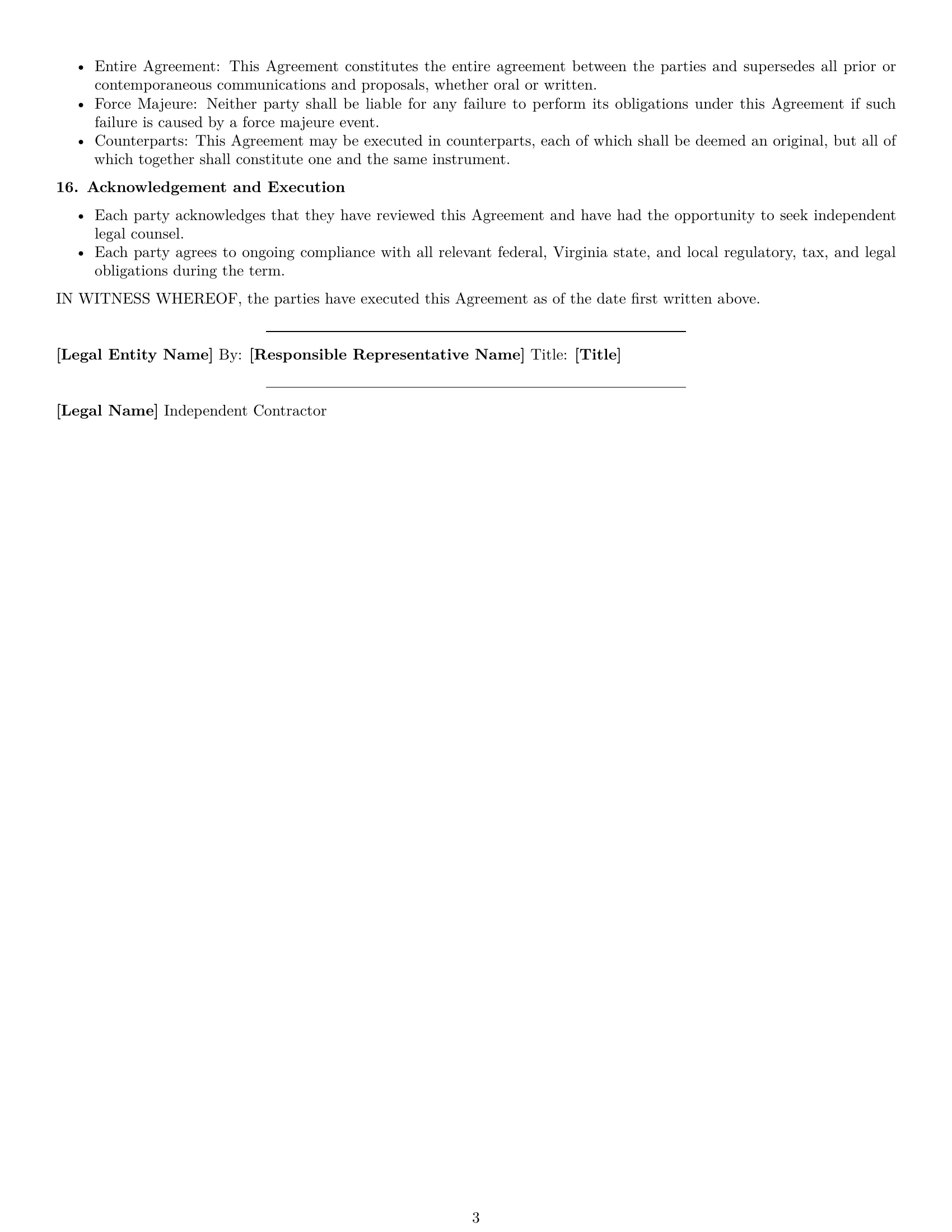 Preview page 3 of Free Virginia consulting independent contractor agreement template