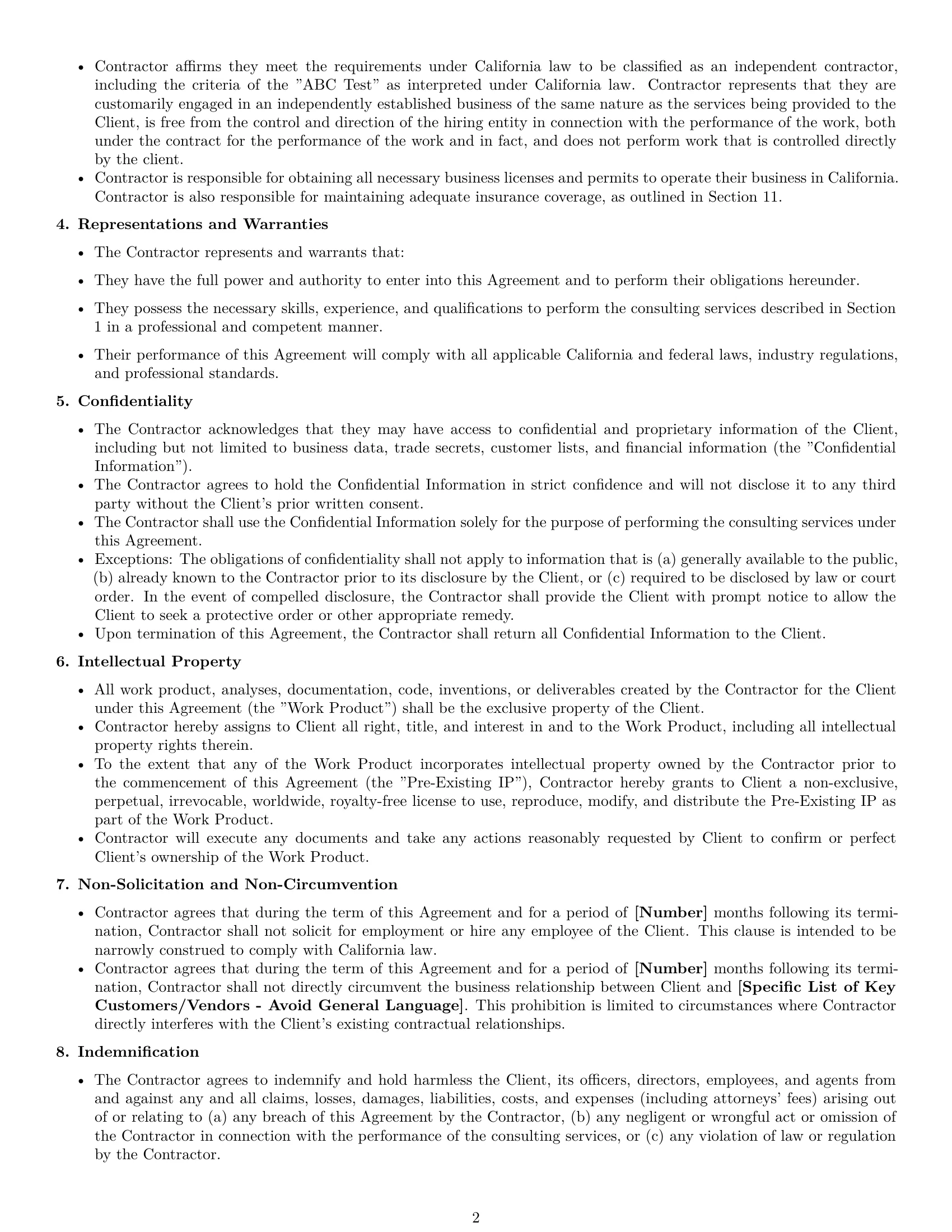 Preview page 2 of Free California consulting independent contractor agreement template