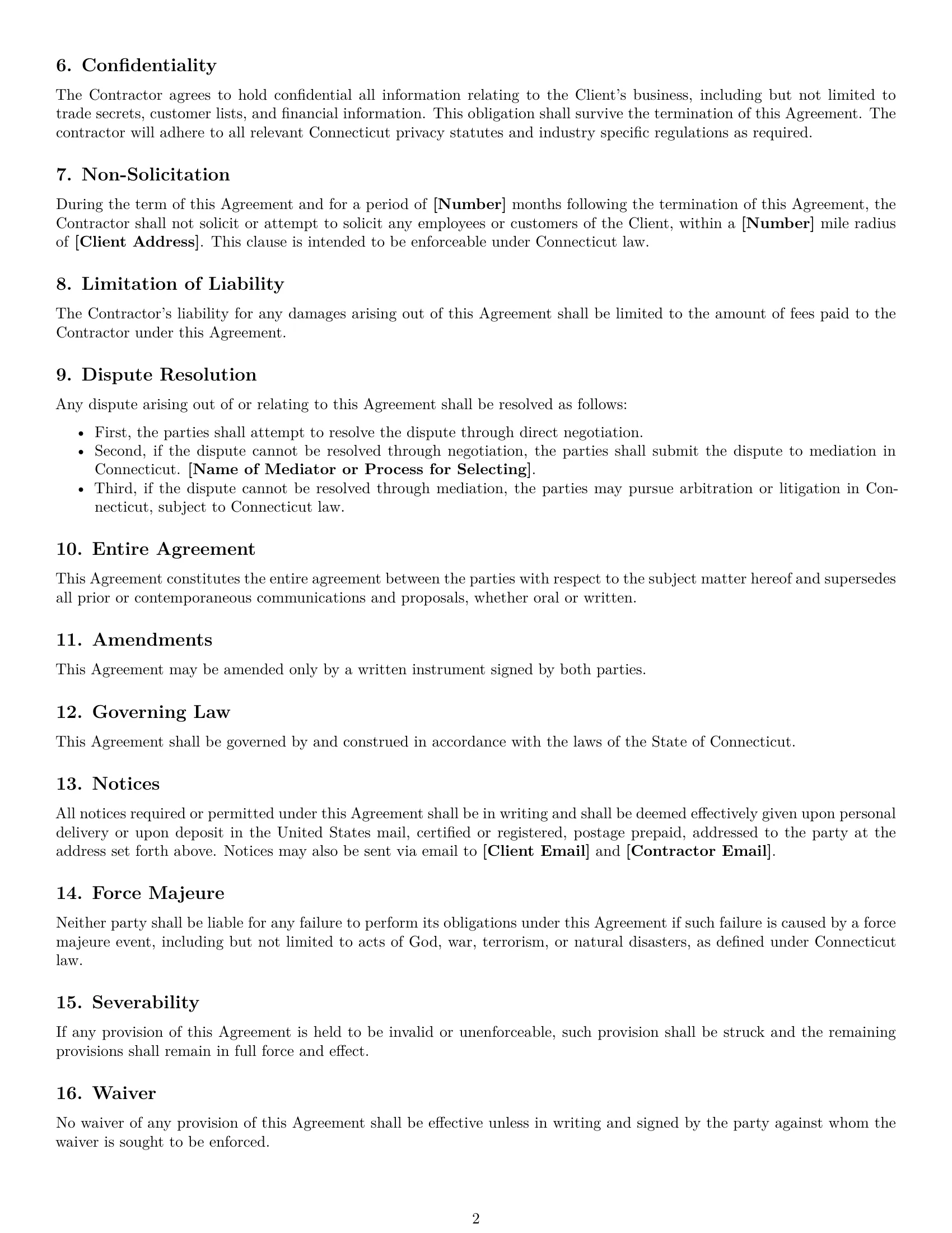 Preview page 2 of Free Connecticut consulting independent contractor agreement template