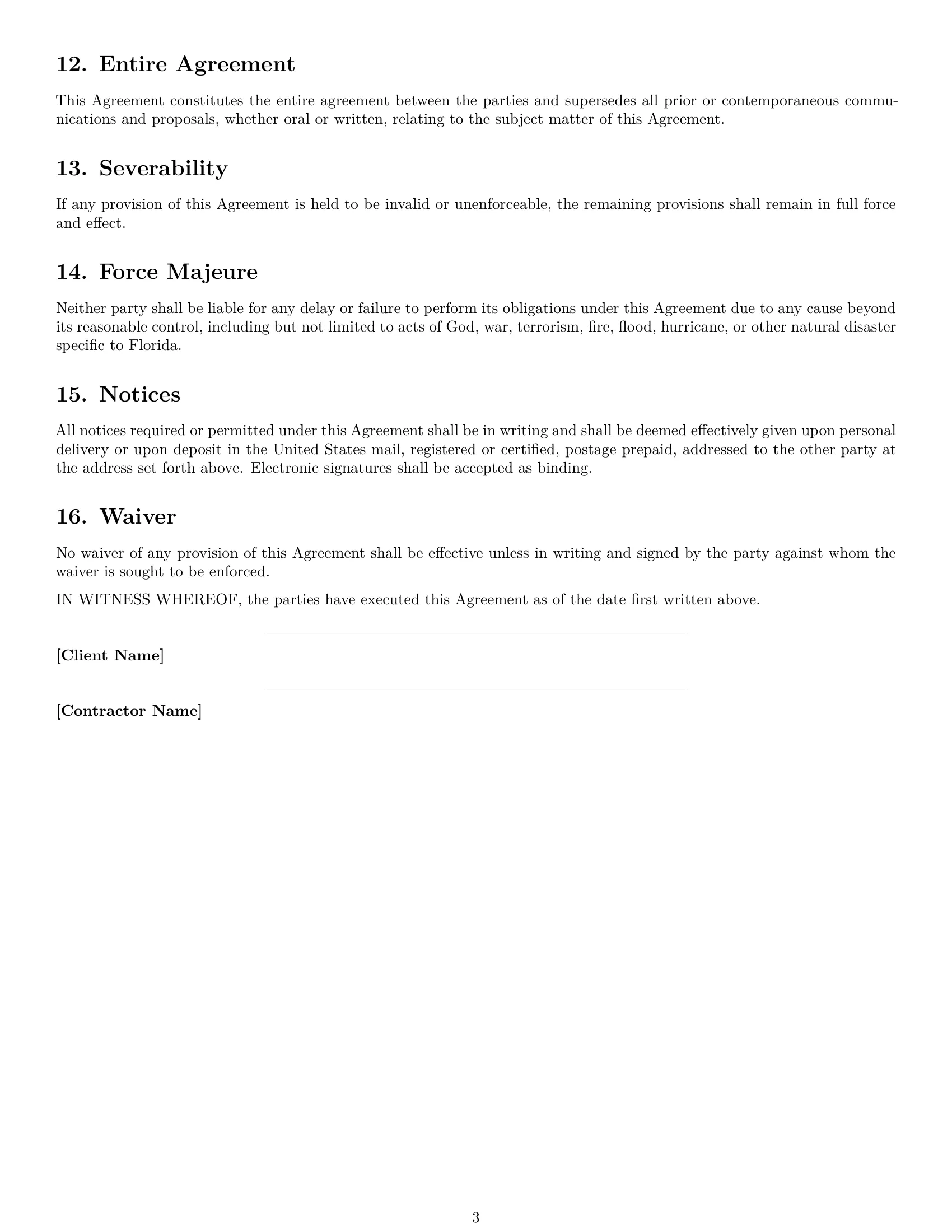 Preview page 3 of Free Florida consulting independent contractor agreement template