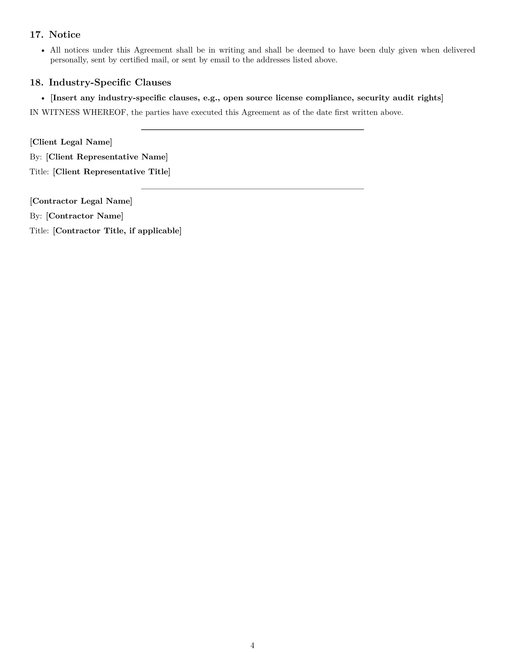 Preview page 4 of Free Hawaii IT independent contractor agreement template