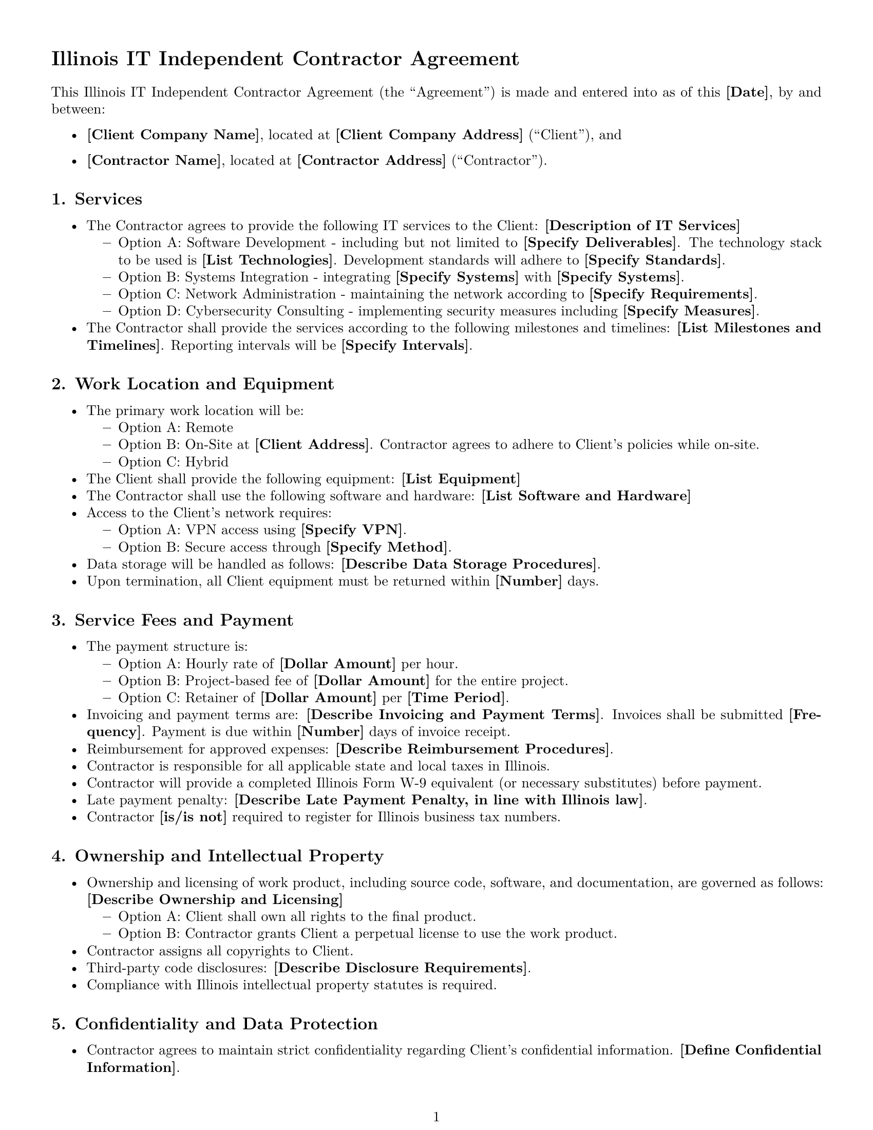 Preview page 1 of Free Illinois IT independent contractor agreement template