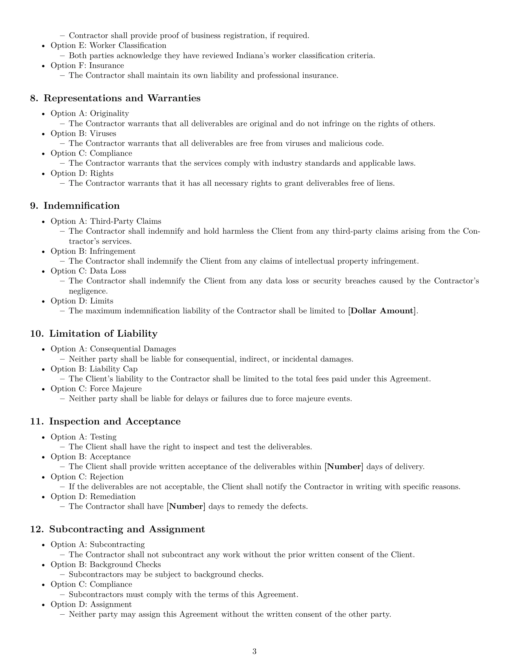 Preview page 3 of Free Indiana IT independent contractor agreement template