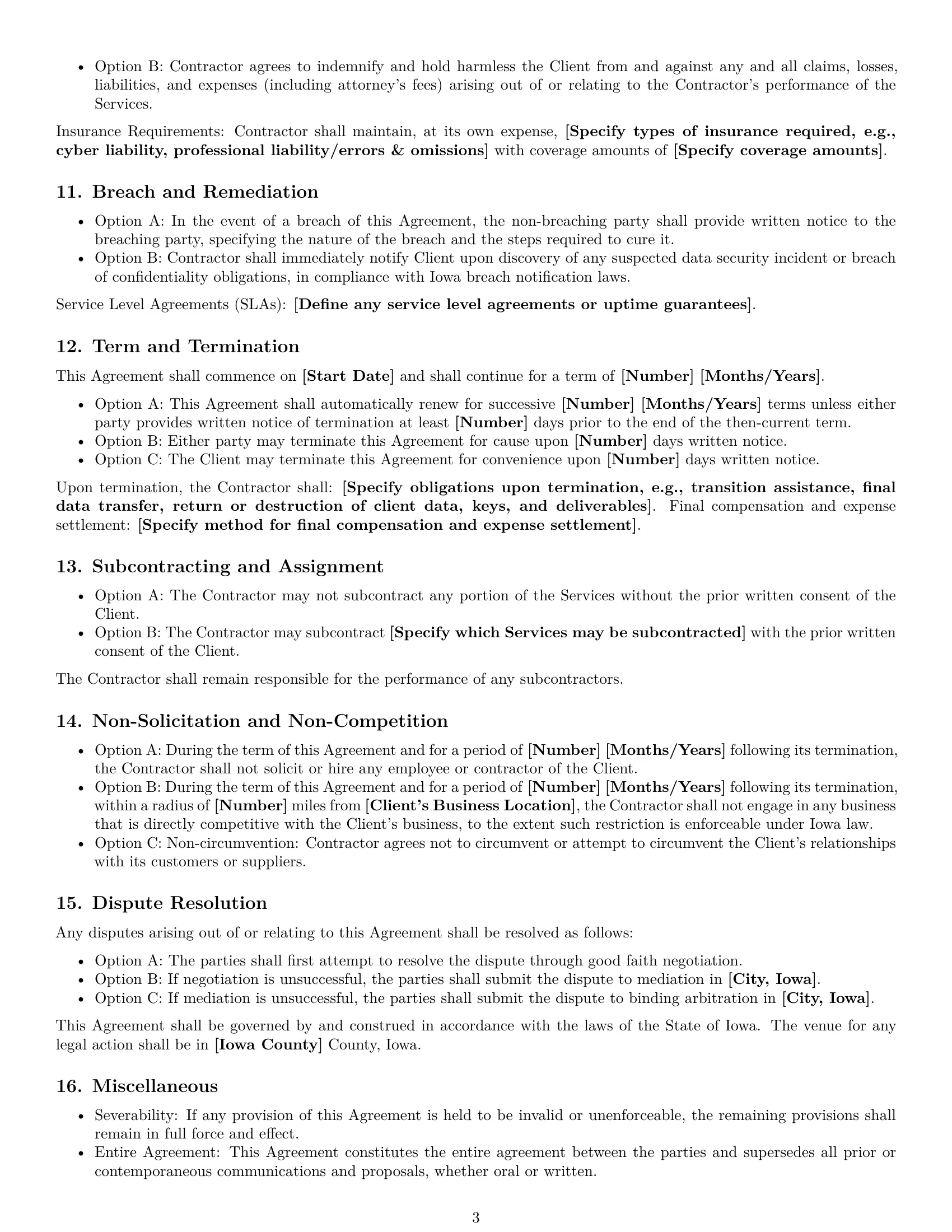 Preview page 3 of Free Iowa IT independent contractor agreement template