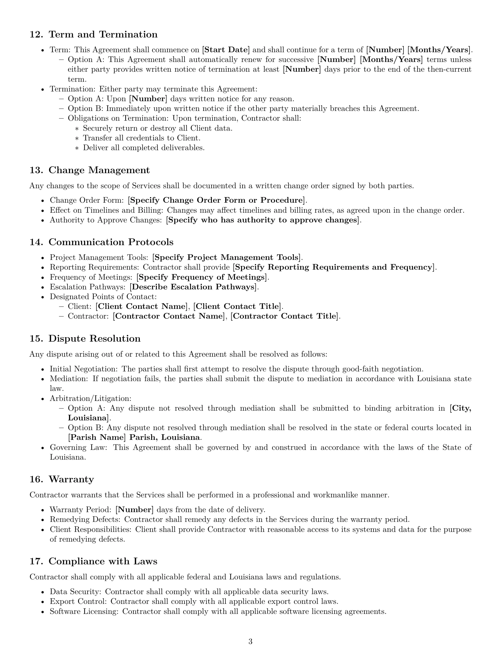 Preview page 3 of Free Louisiana IT independent contractor agreement template