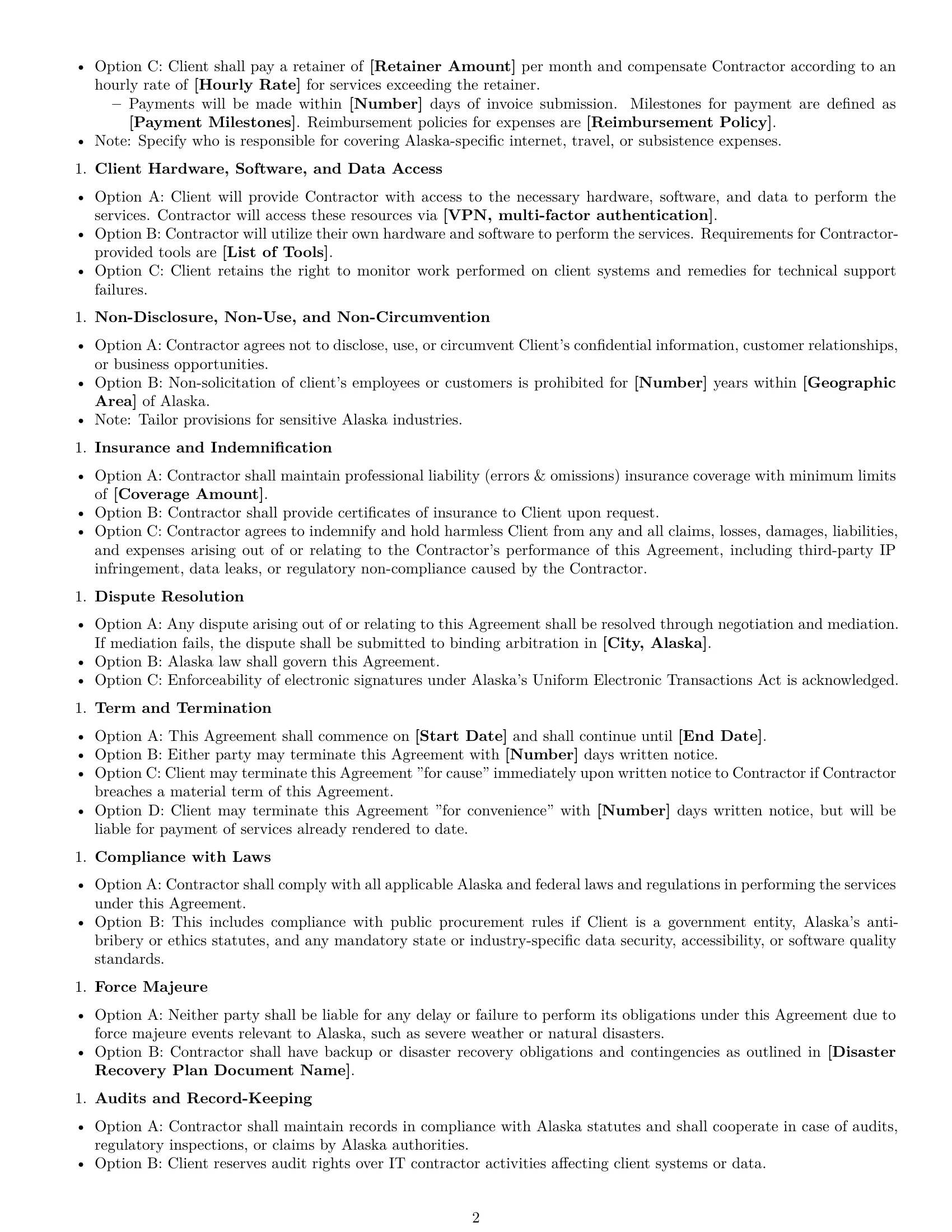 Preview page 2 of Free Alaska IT independent contractor agreement template