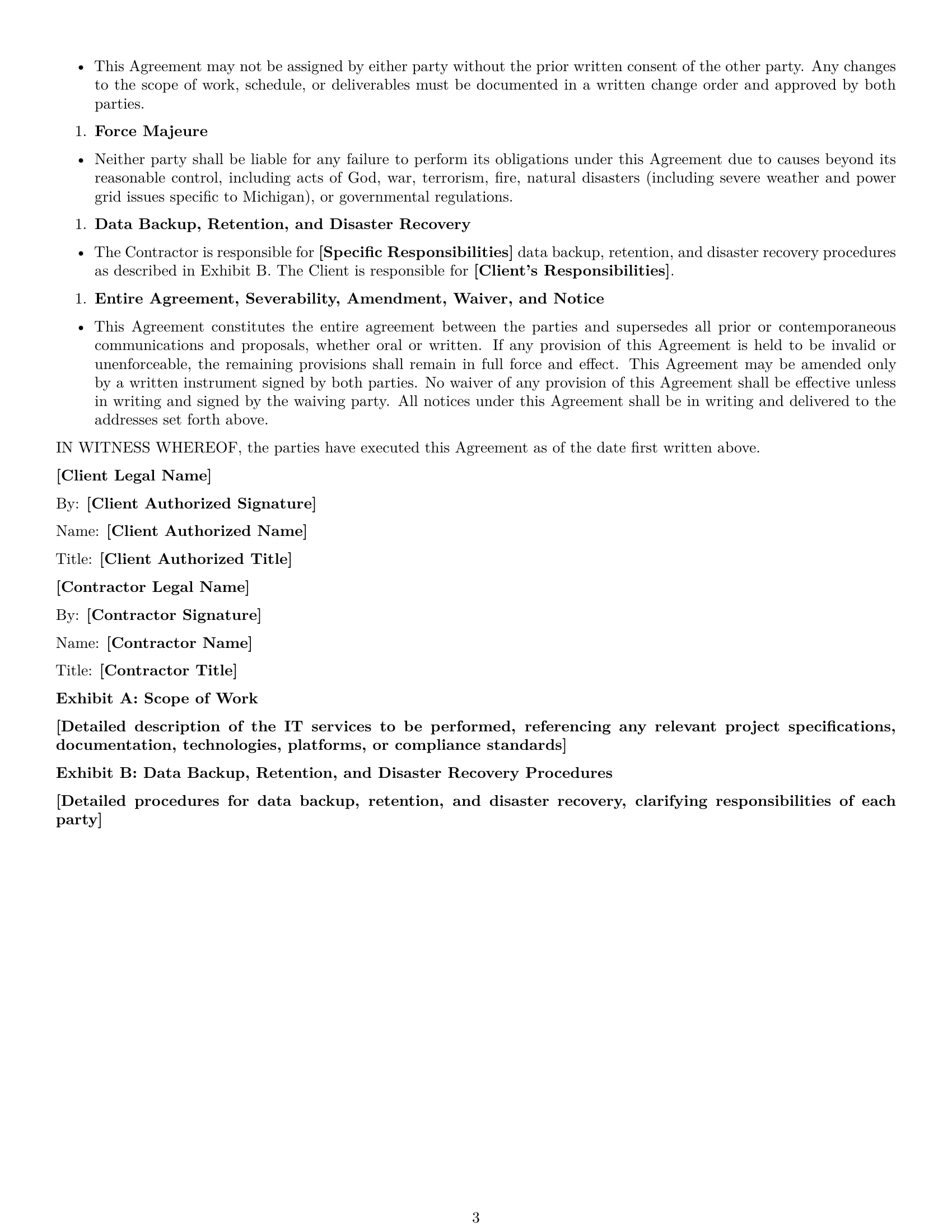 Preview page 3 of Free Michigan IT independent contractor agreement template