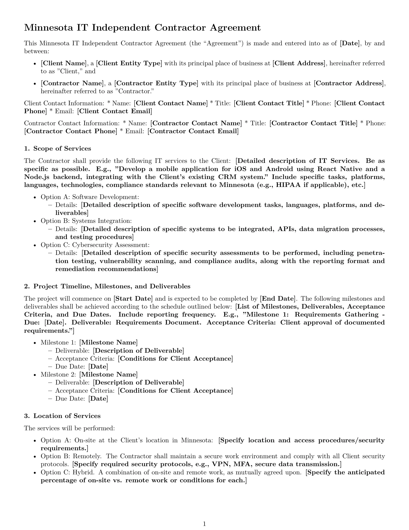 Preview page 1 of Free Minnesota IT independent contractor agreement template