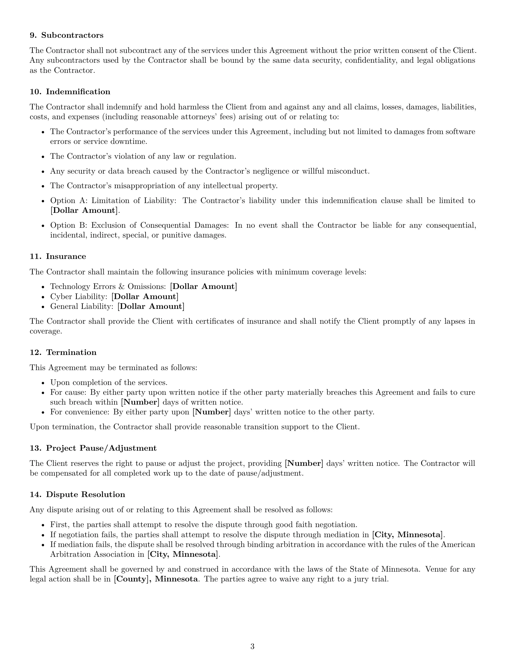 Preview page 3 of Free Minnesota IT independent contractor agreement template