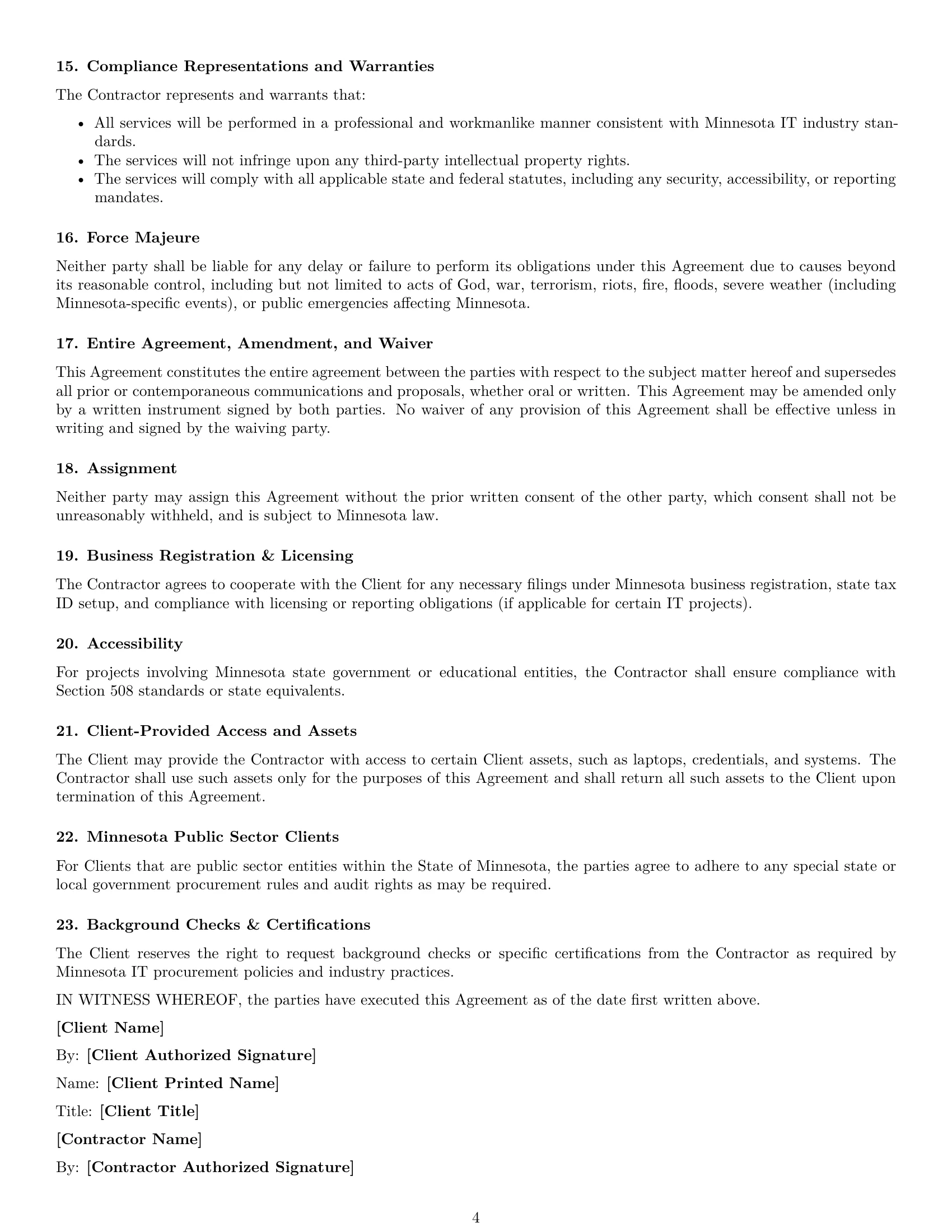 Preview page 4 of Free Minnesota IT independent contractor agreement template