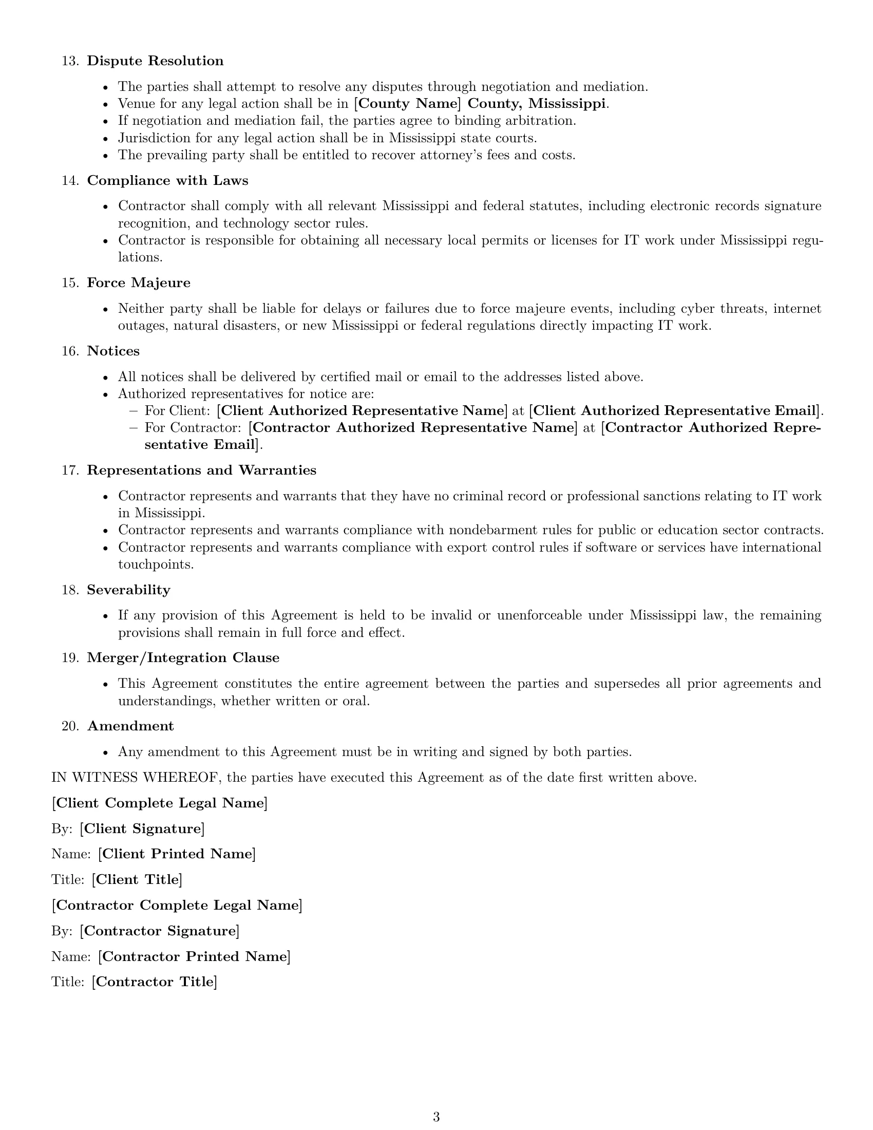 Preview page 3 of Free Mississippi IT independent contractor agreement template
