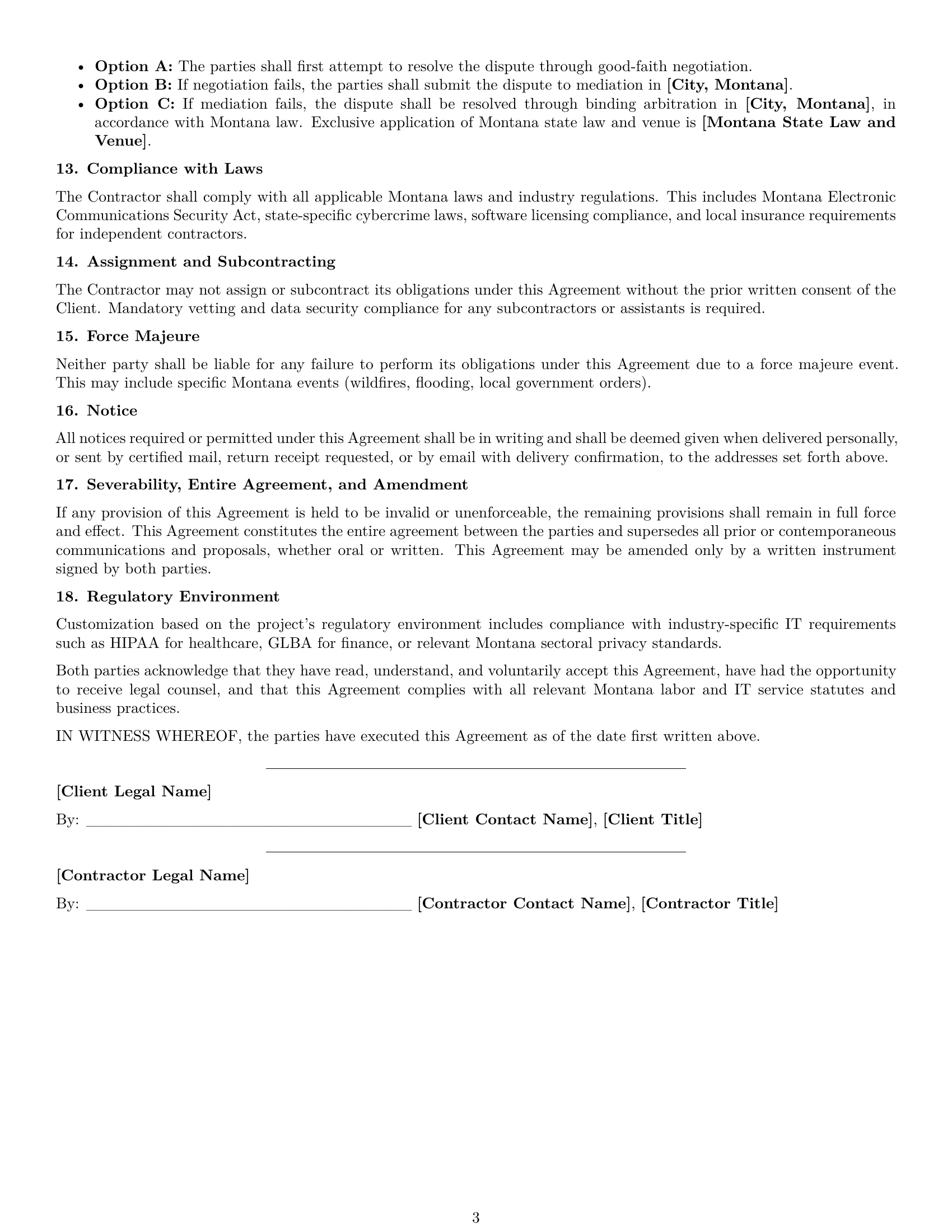 Preview page 3 of Free Montana IT independent contractor agreement template