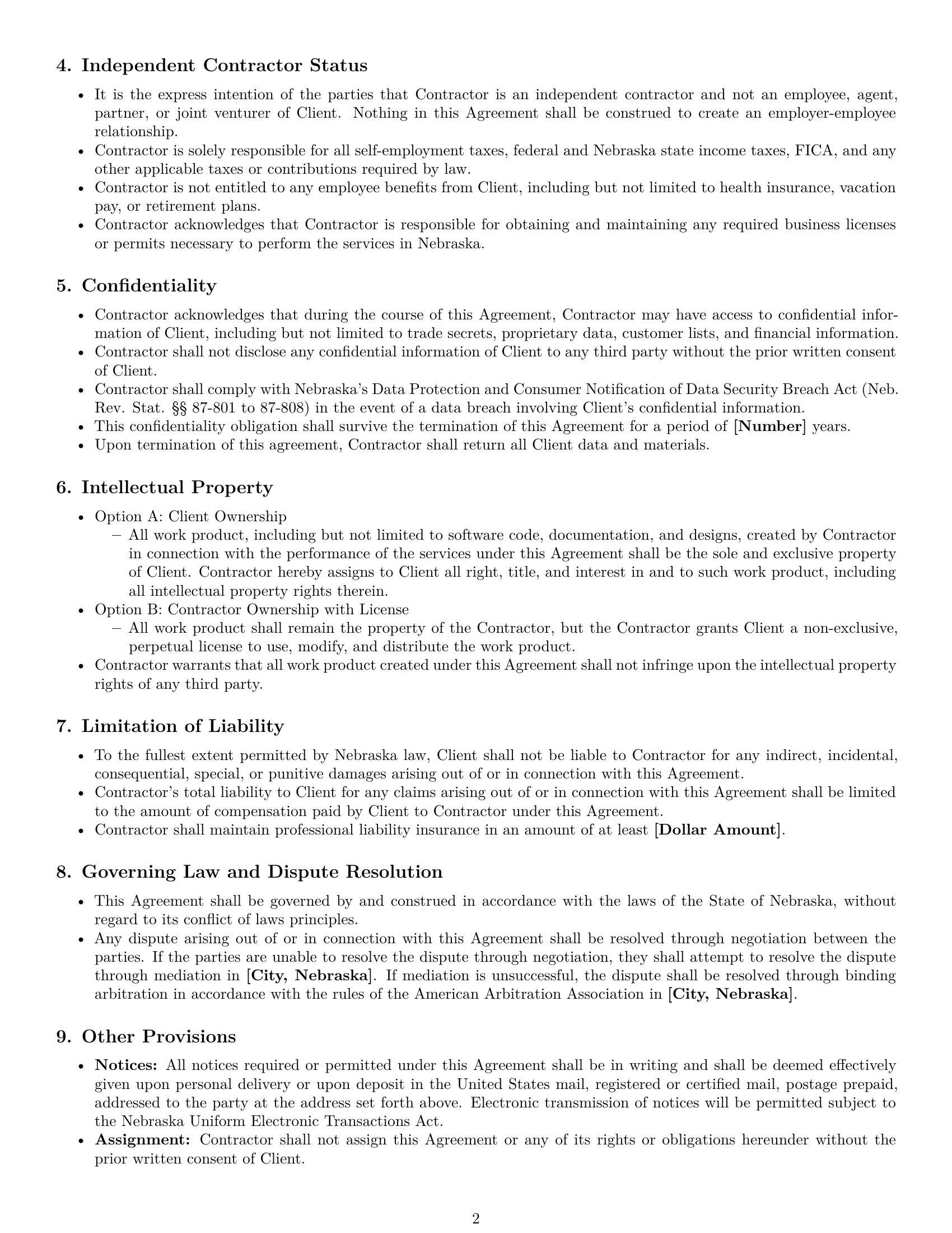 Preview page 2 of Free Nebraska IT independent contractor agreement template