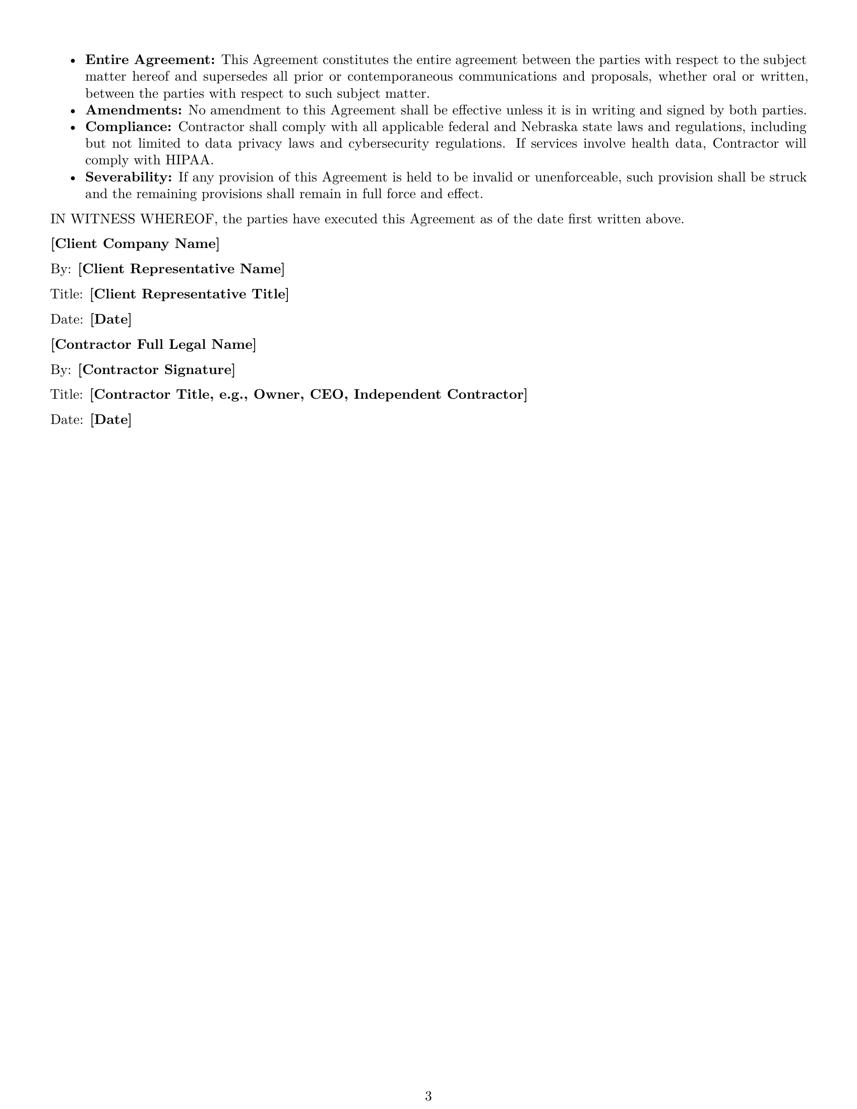 Preview page 3 of Free Nebraska IT independent contractor agreement template