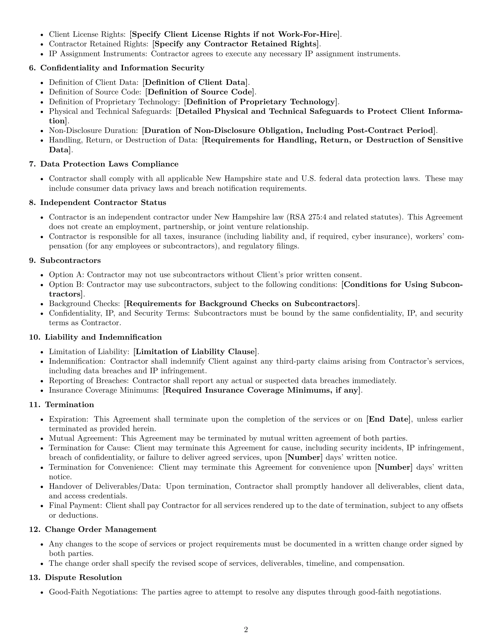 Preview page 2 of Free New Hampshire IT independent contractor agreement template