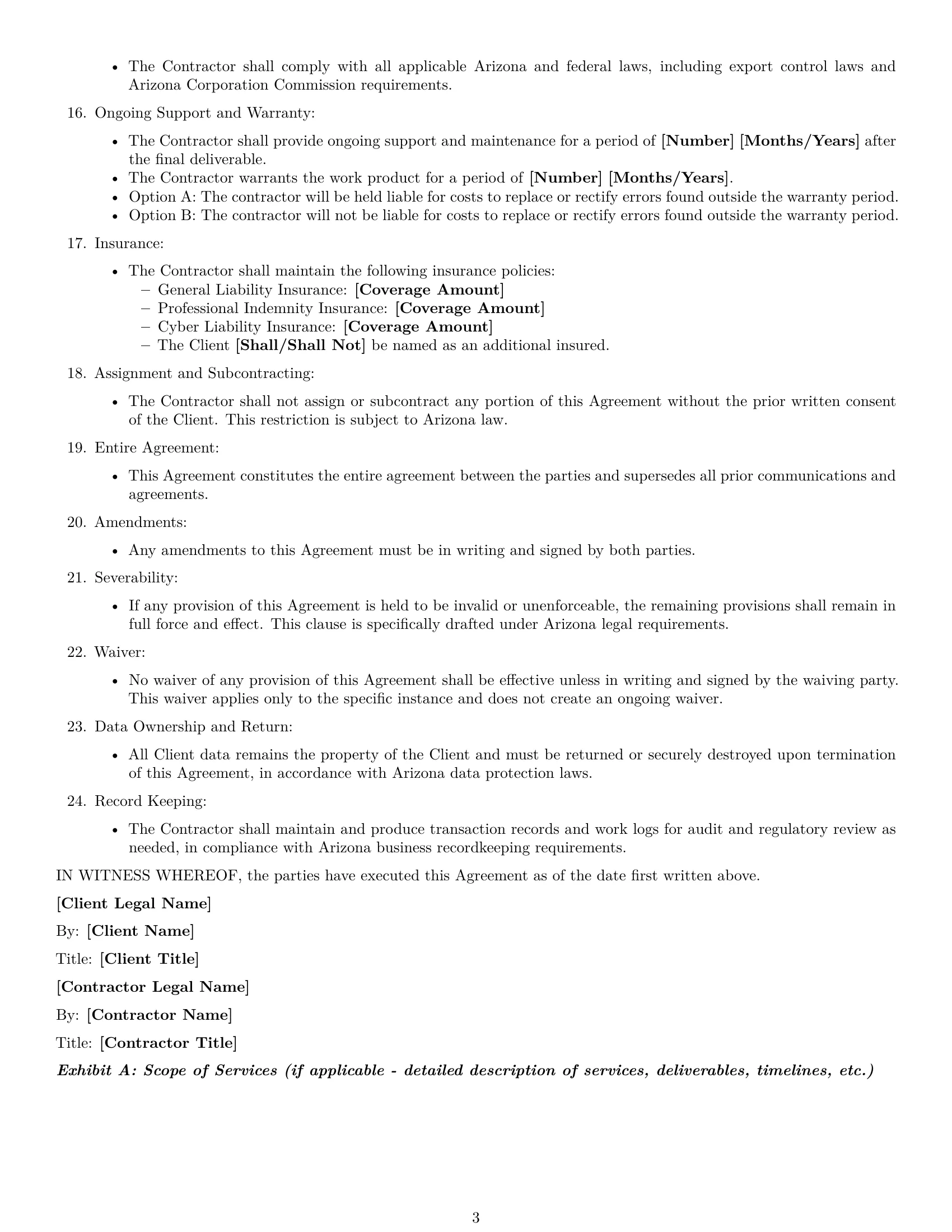 Preview page 3 of Free Arizona IT independent contractor agreement template