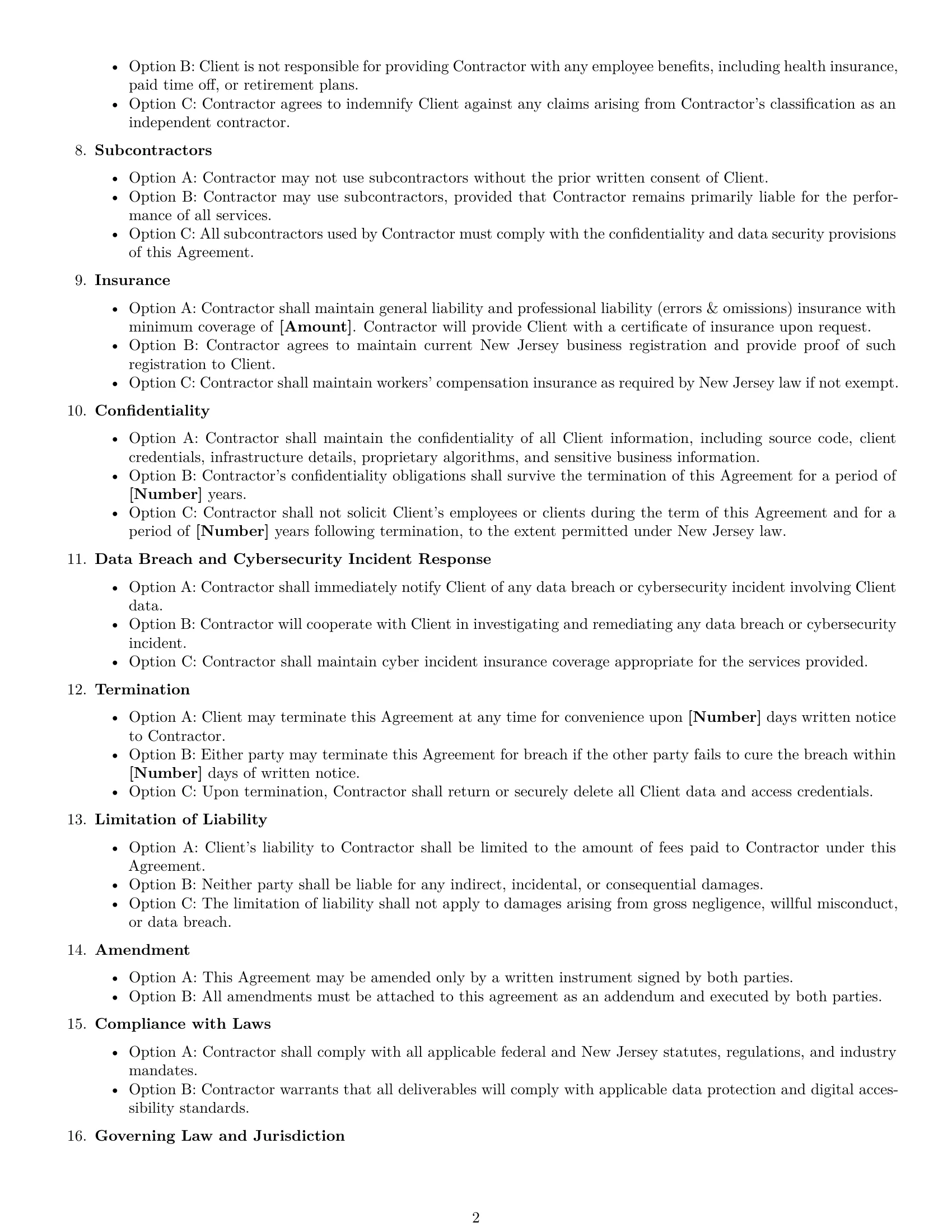 Preview page 2 of Free New Jersey IT independent contractor agreement template