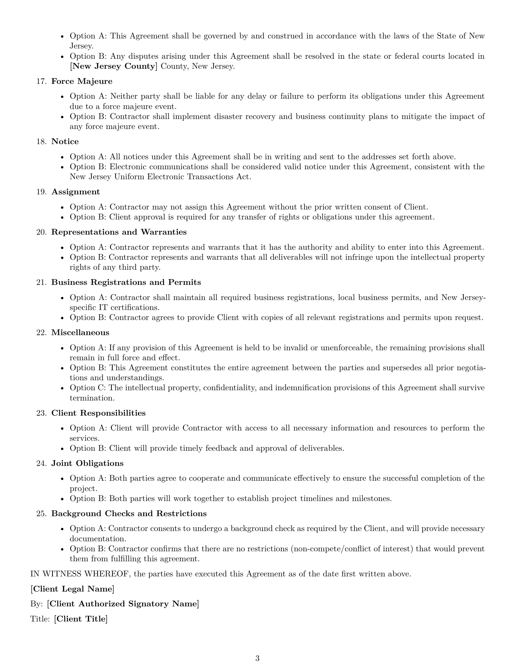 Preview page 3 of Free New Jersey IT independent contractor agreement template