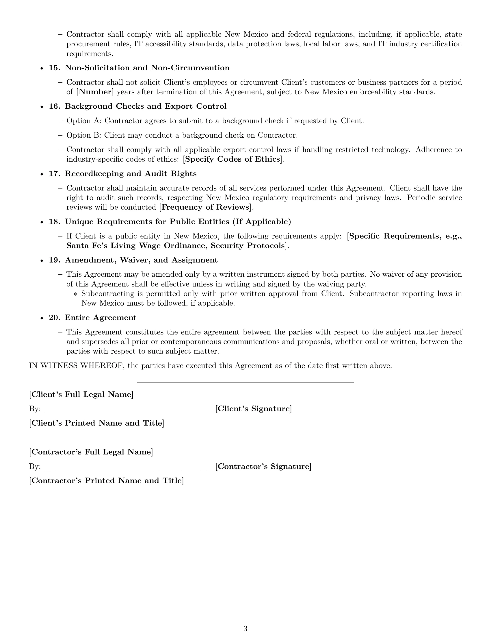 Preview page 3 of Free New Mexico IT independent contractor agreement template
