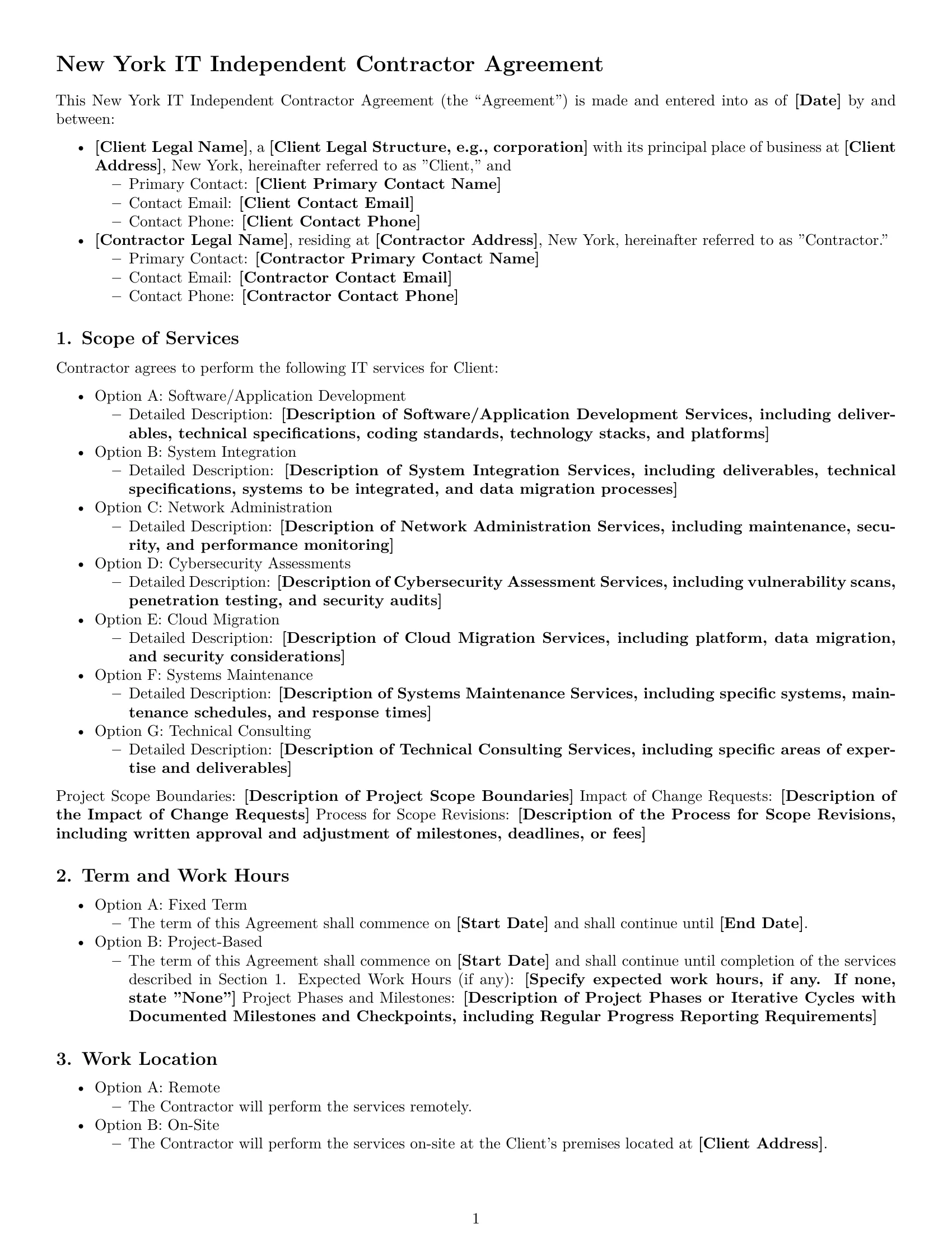 Preview page 1 of Free New York IT independent contractor agreement template
