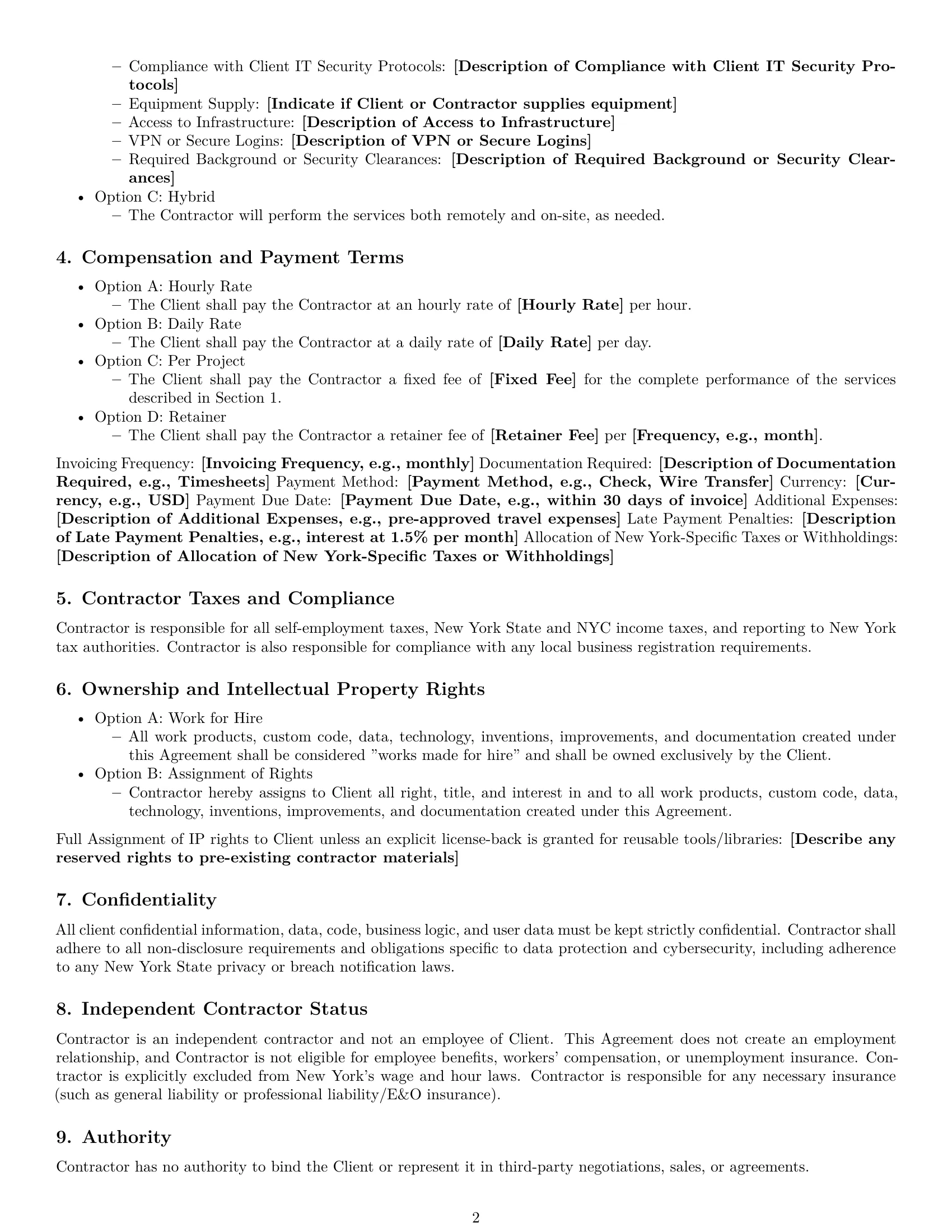 Preview page 2 of Free New York IT independent contractor agreement template