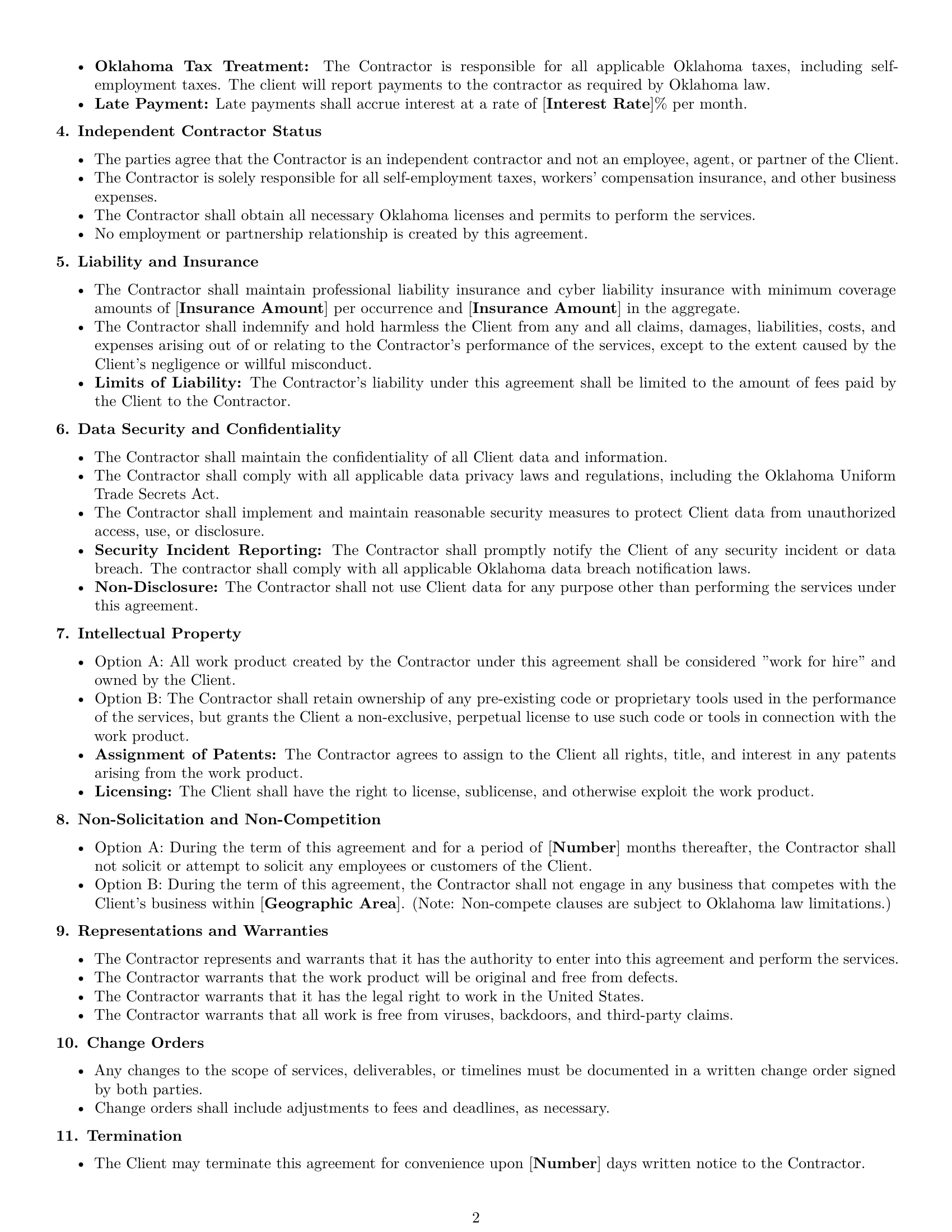 Preview page 2 of Free Oklahoma IT independent contractor agreement template