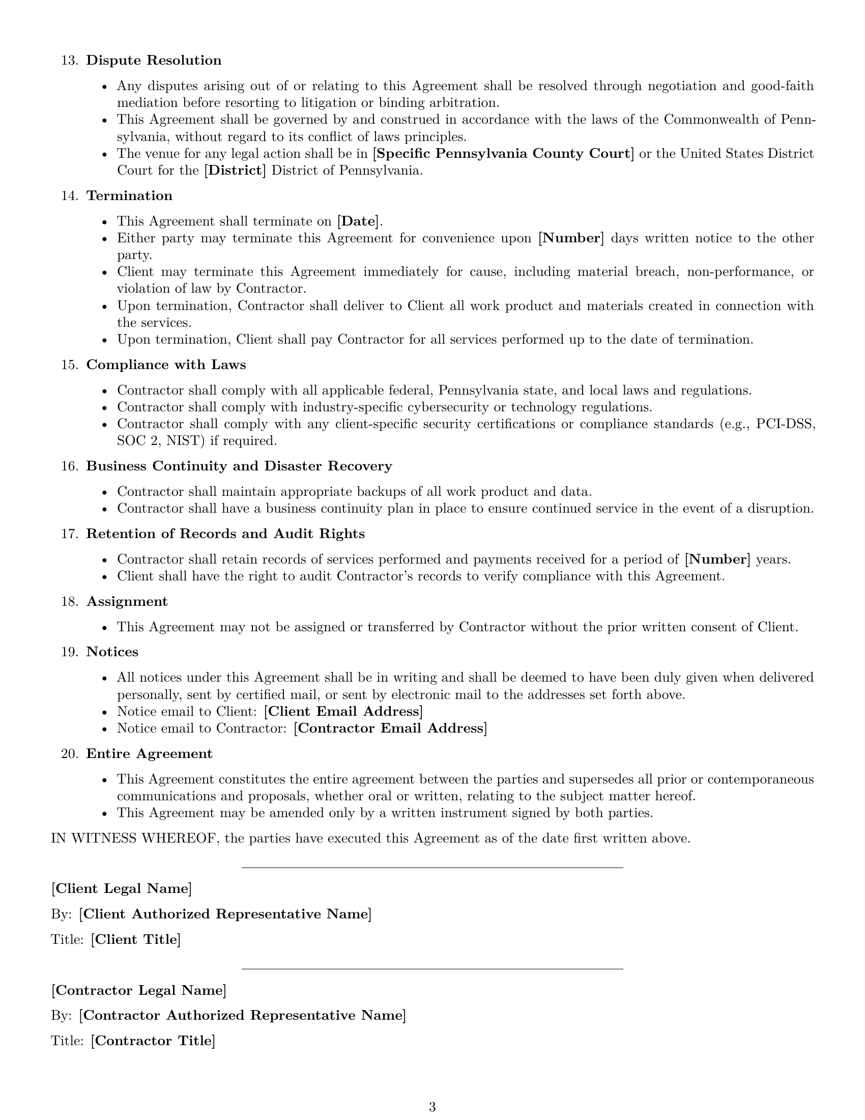Preview page 3 of Free Pennsylvania IT independent contractor agreement template