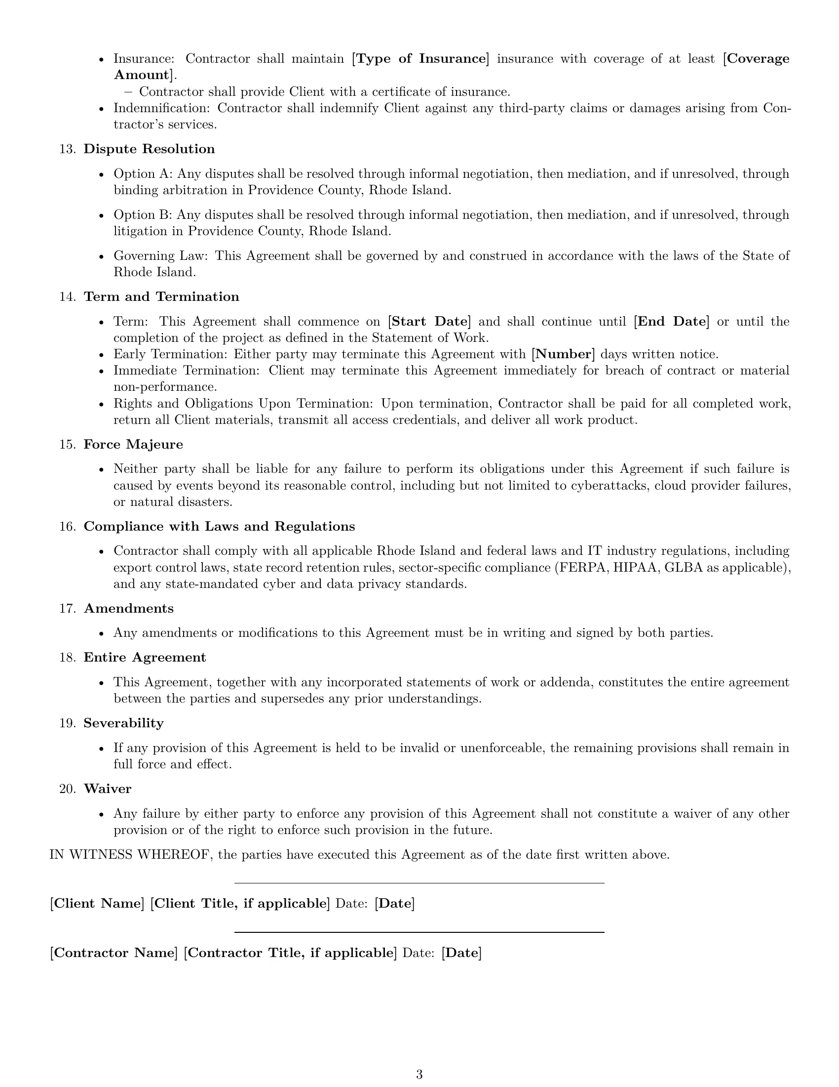 Preview page 3 of Free Rhode Island IT independent contractor agreement template