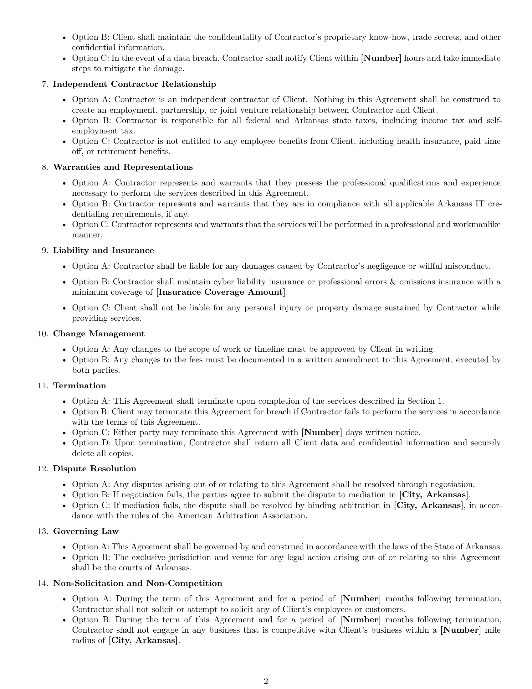 Preview page 2 of Free Arkansas IT independent contractor agreement template