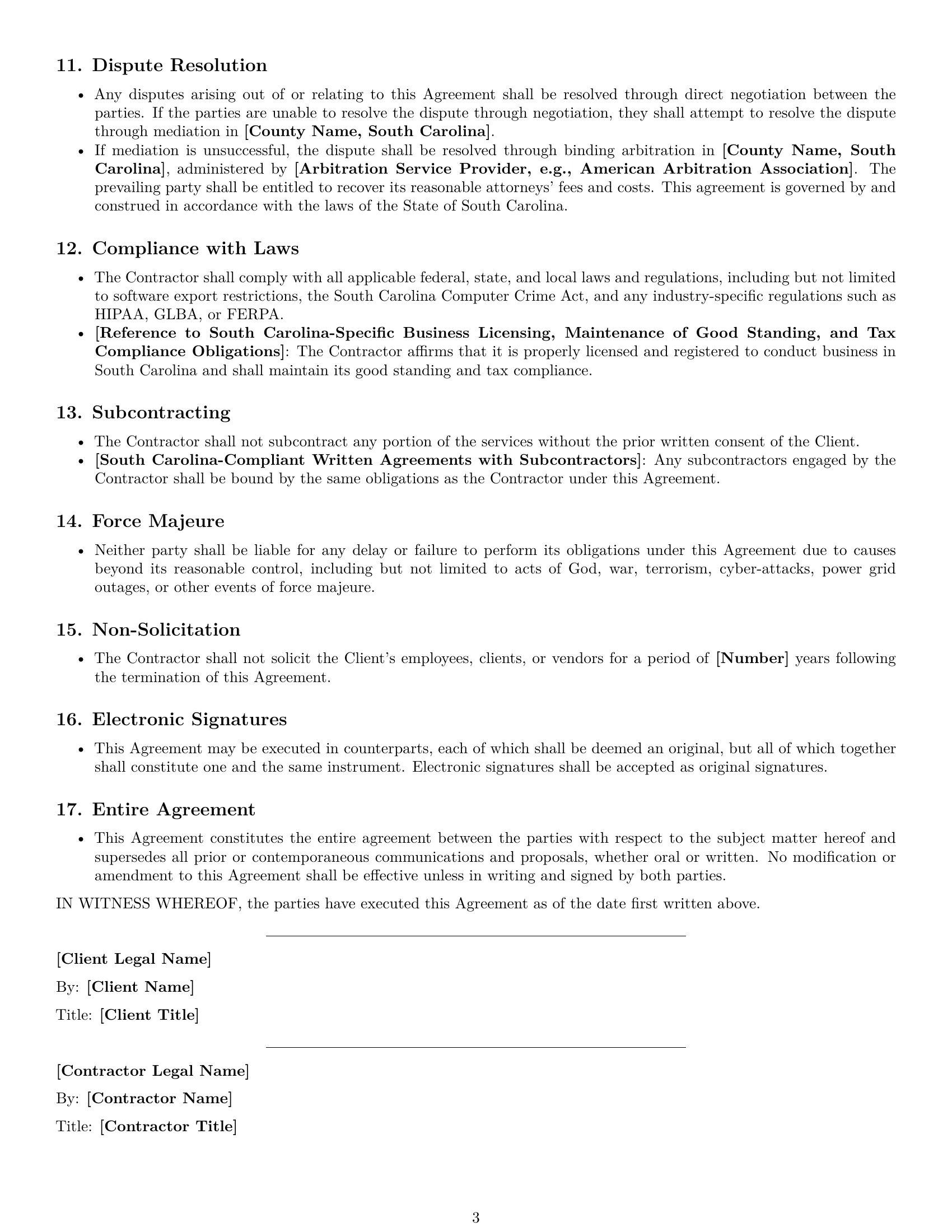Preview page 3 of Free South Carolina IT independent contractor agreement template