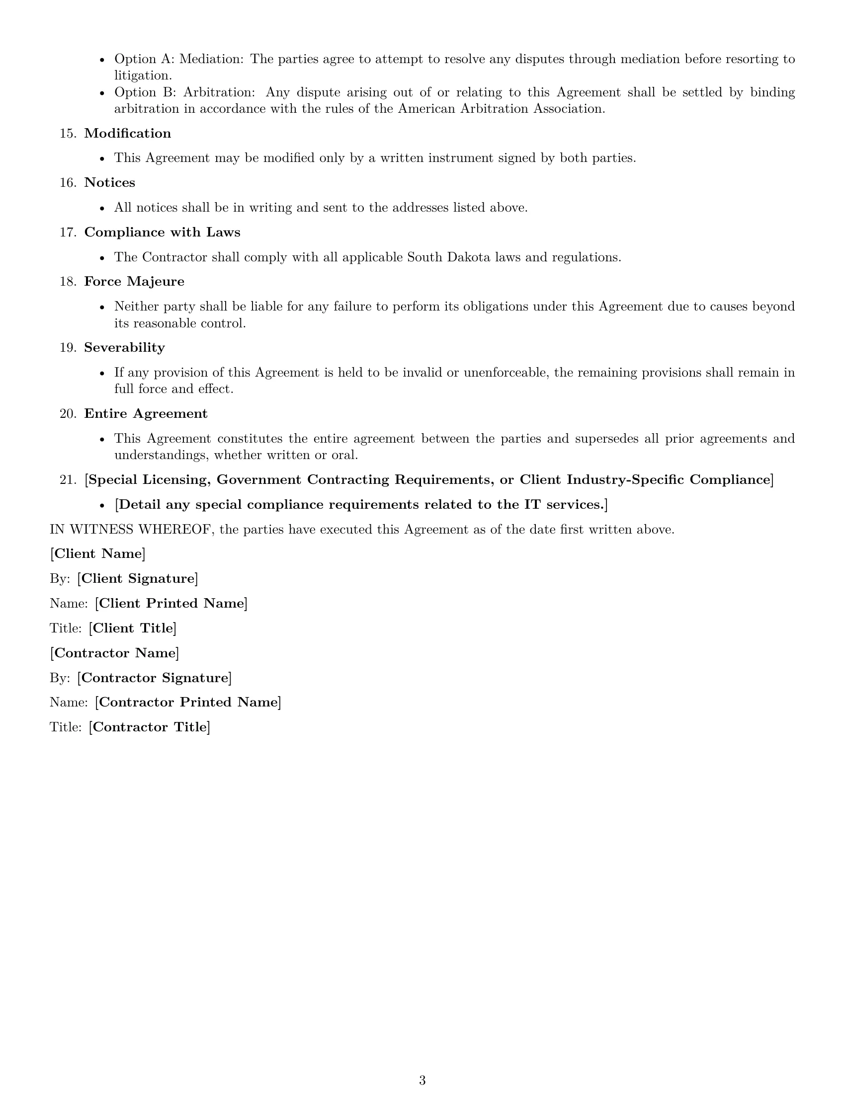 Preview page 3 of Free South Dakota IT independent contractor agreement template