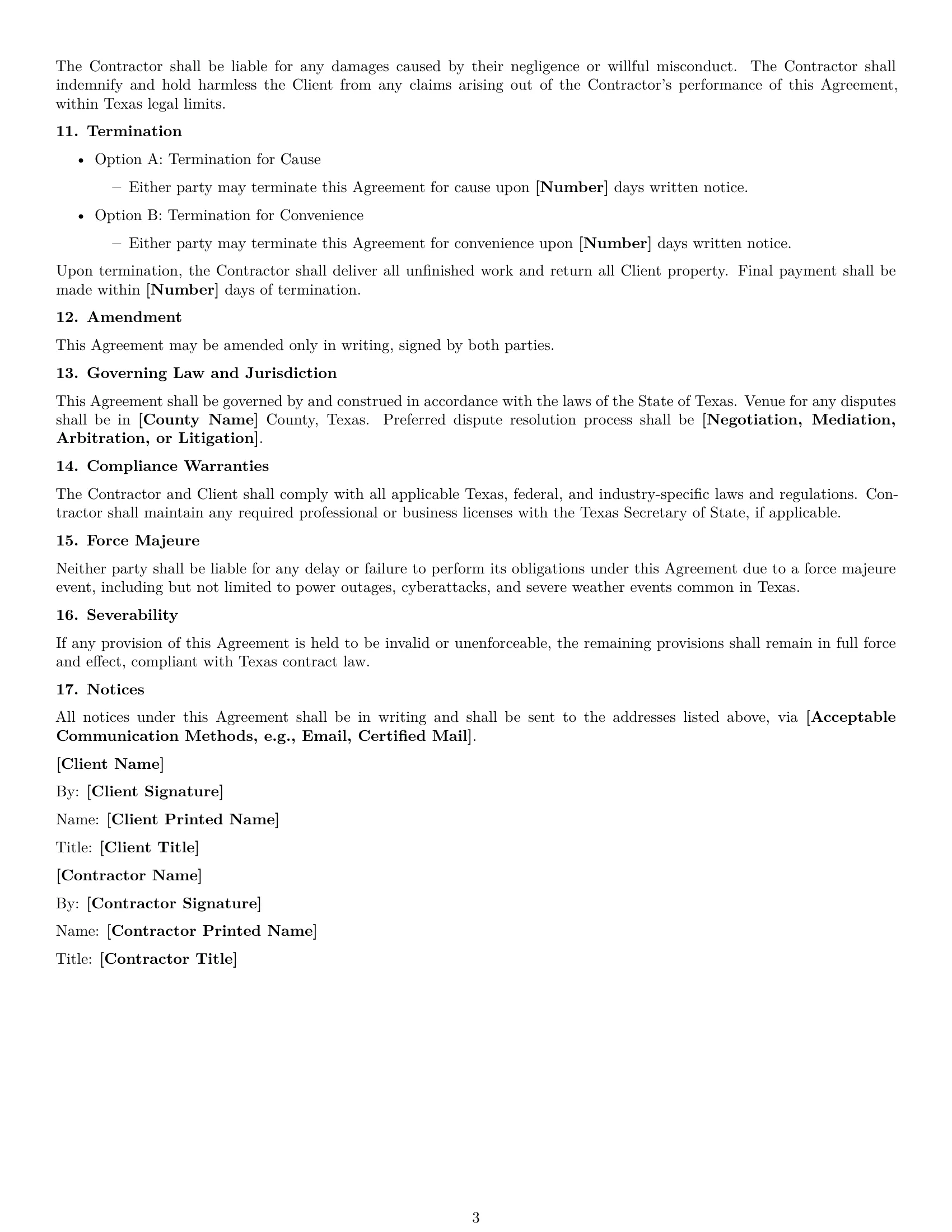 Preview page 3 of Free Texas IT independent contractor agreement template
