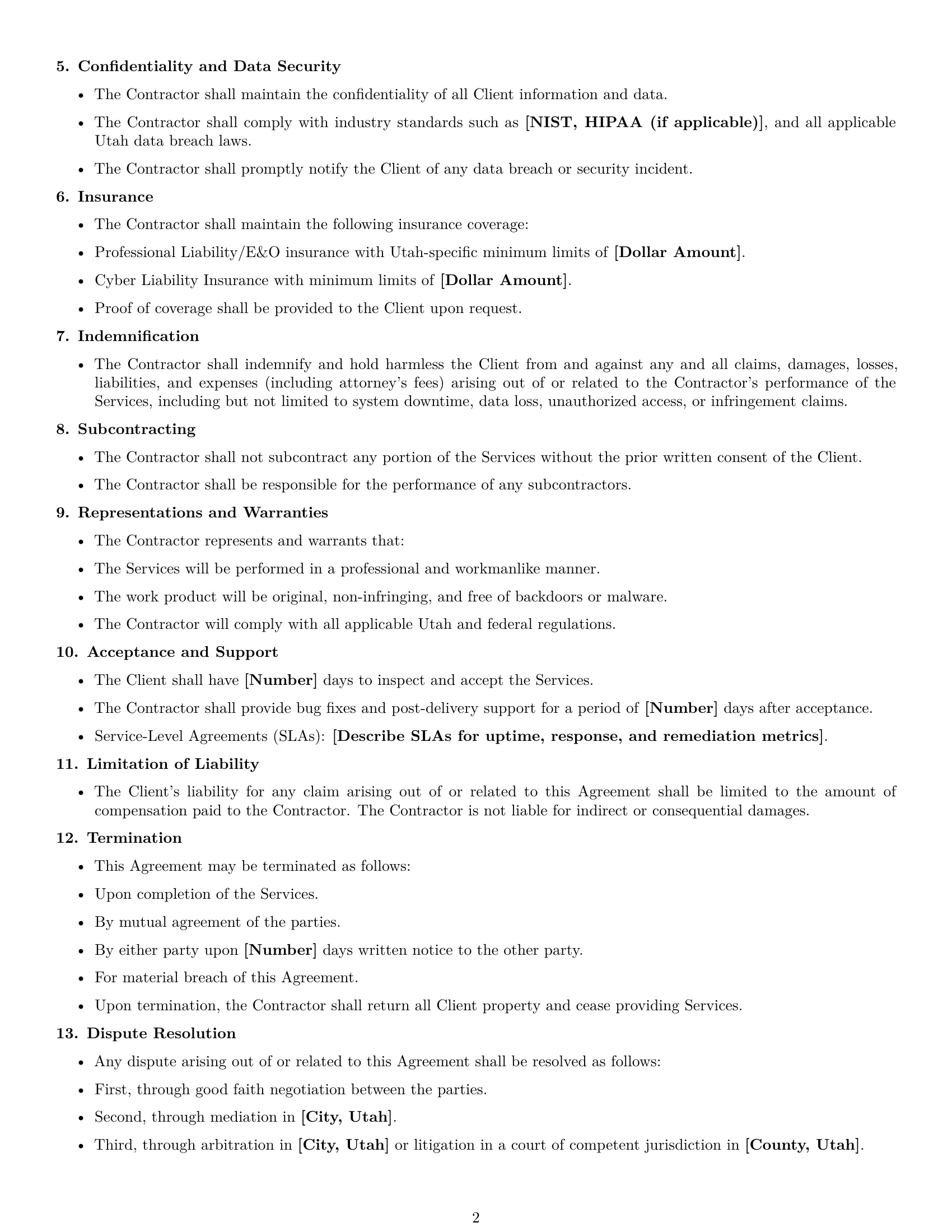 Preview page 2 of Free Utah IT independent contractor agreement template