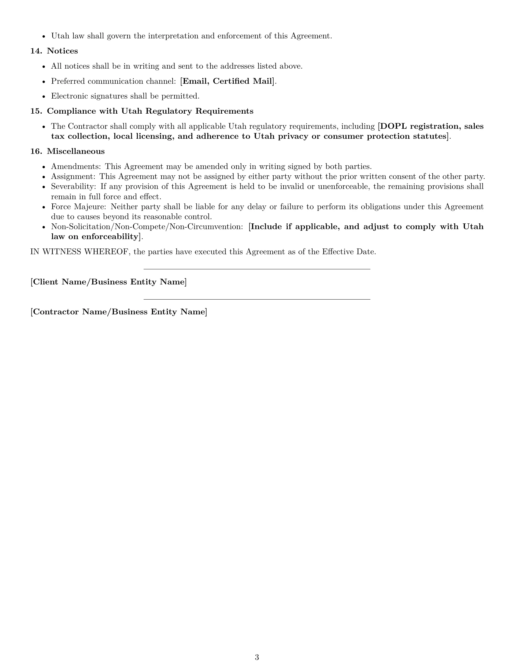 Preview page 3 of Free Utah IT independent contractor agreement template