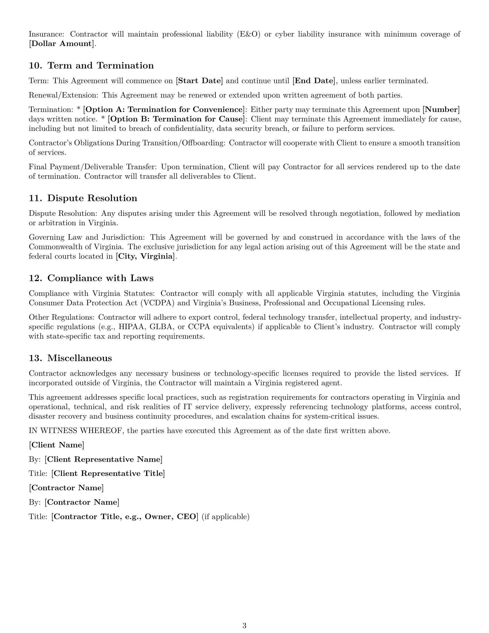 Preview page 3 of Free Virginia IT independent contractor agreement template