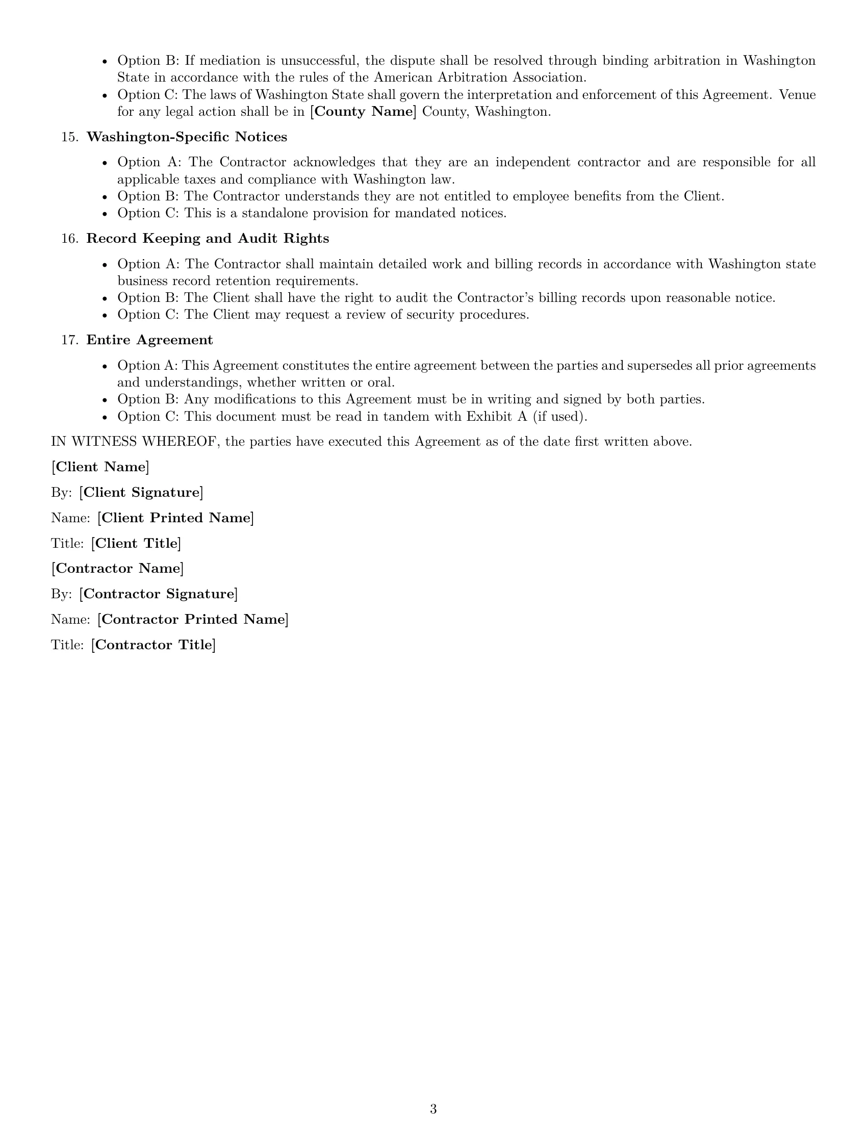 Preview page 3 of Free Washington IT independent contractor agreement template