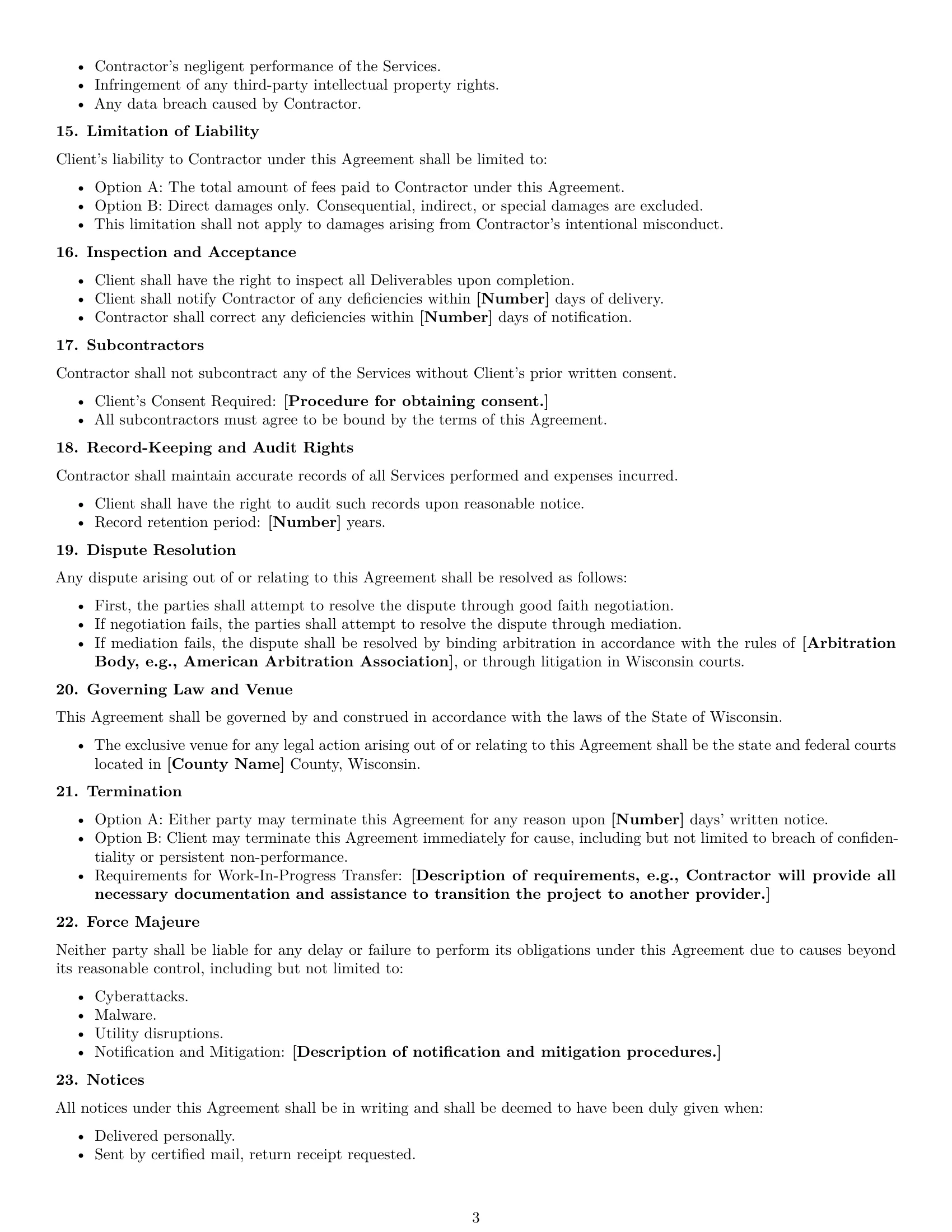 Preview page 3 of Free Wisconsin IT independent contractor agreement template