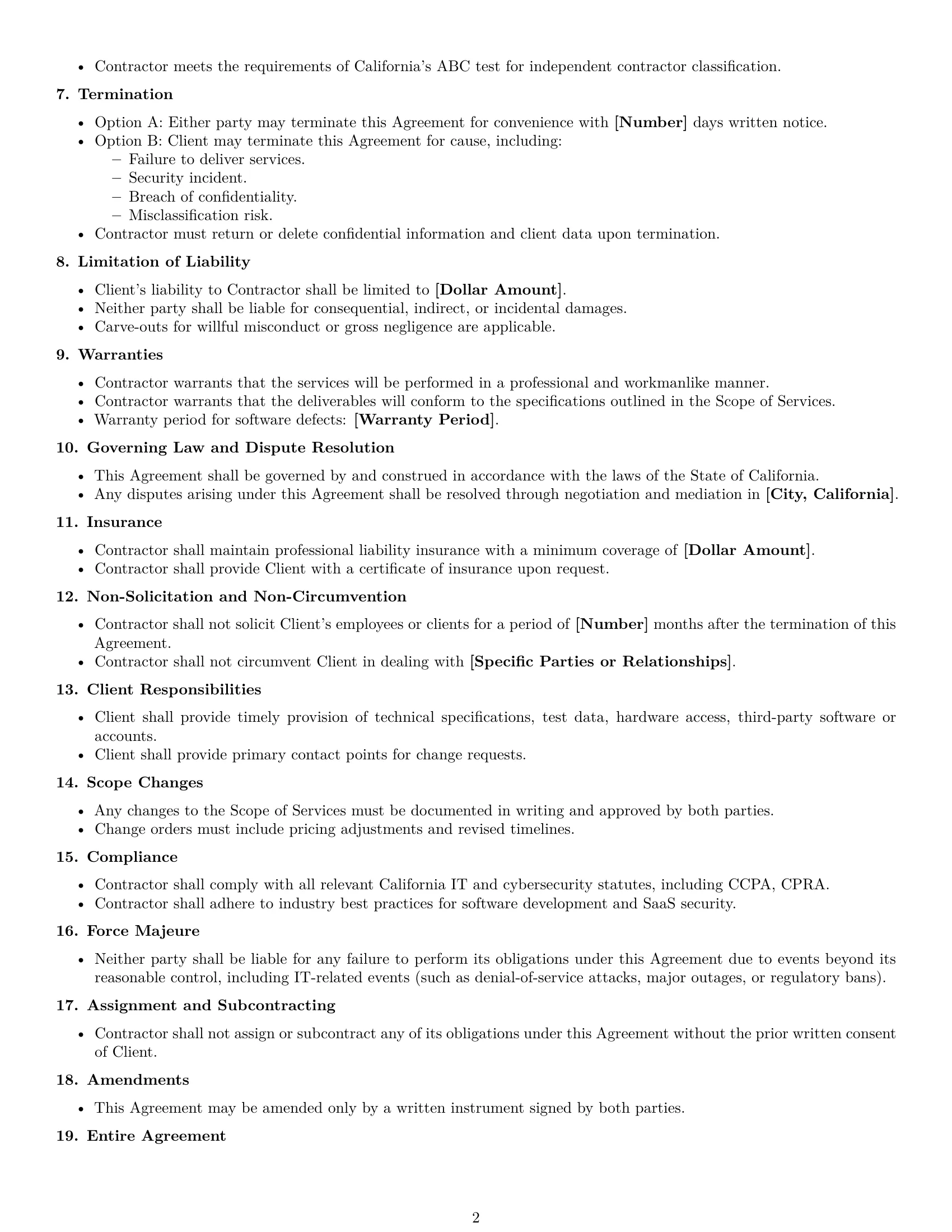 Preview page 2 of Free California IT independent contractor agreement template