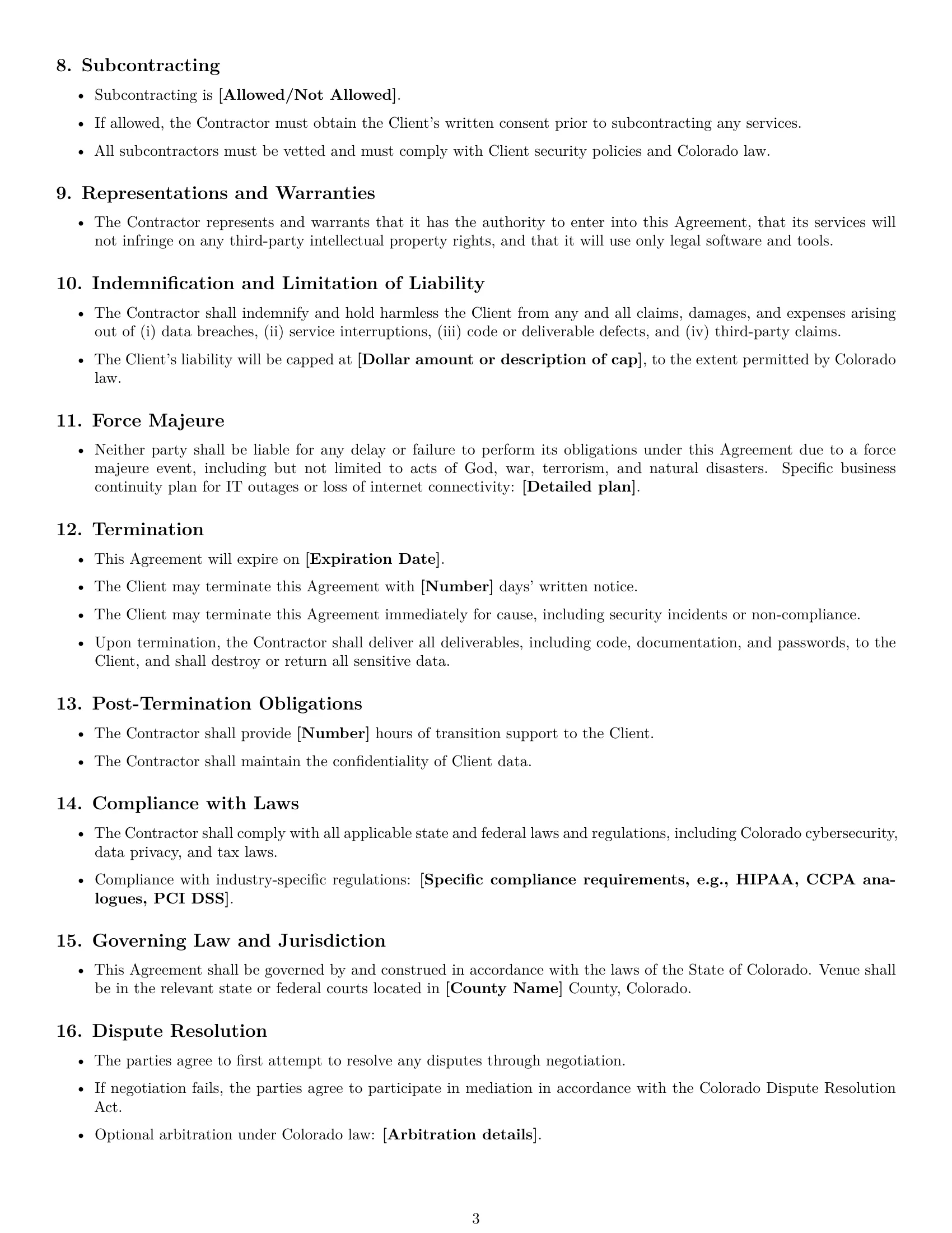 Preview page 3 of Free Colorado IT independent contractor agreement template