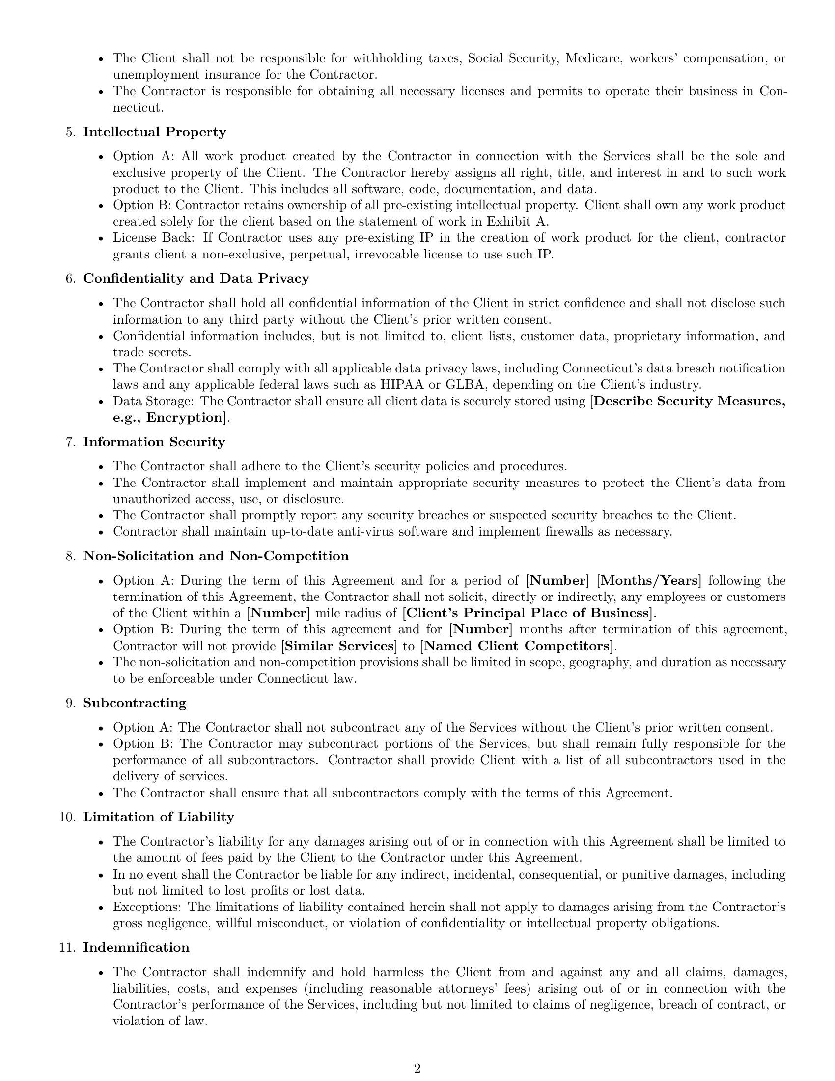 Preview page 2 of Free Connecticut IT independent contractor agreement template