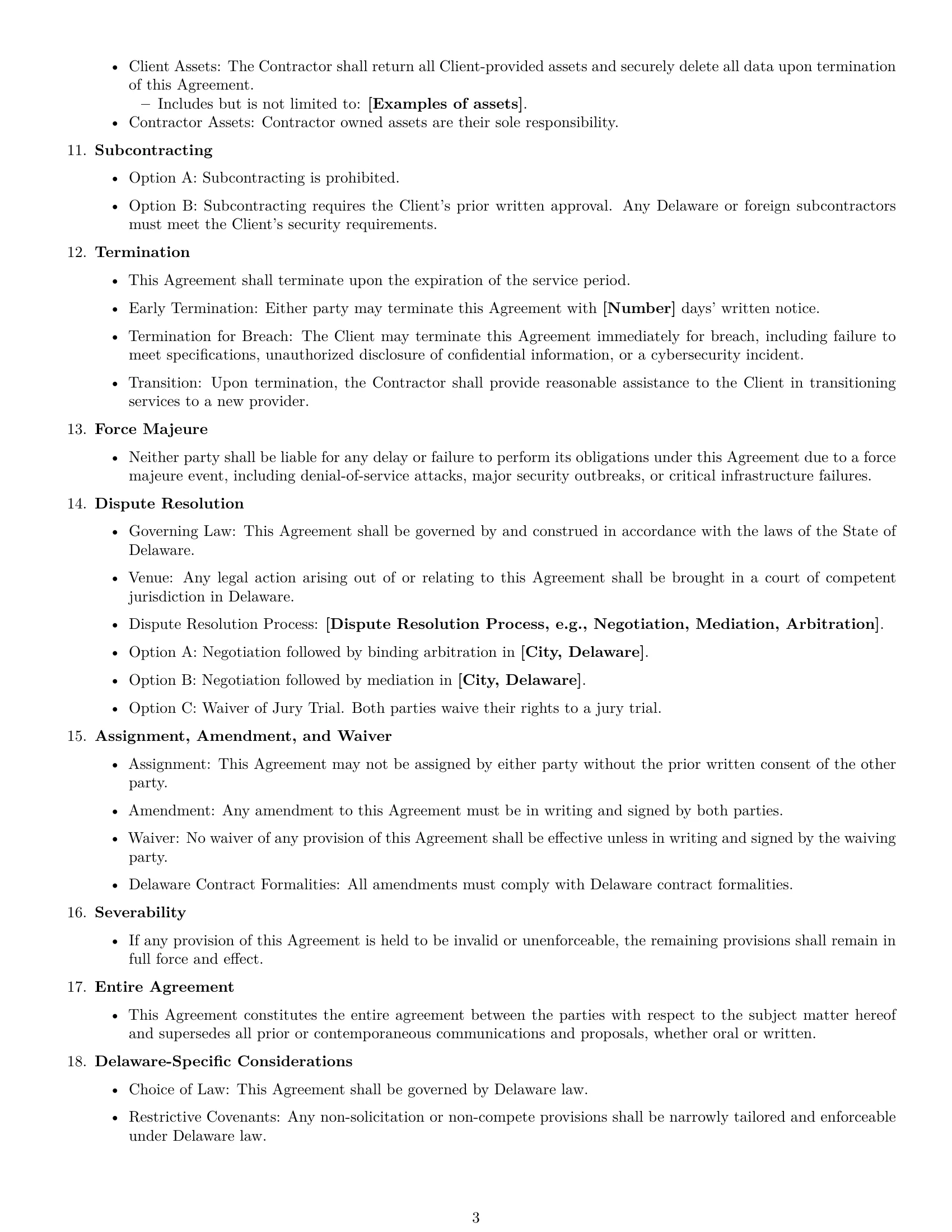 Preview page 3 of Free Delaware IT independent contractor agreement template