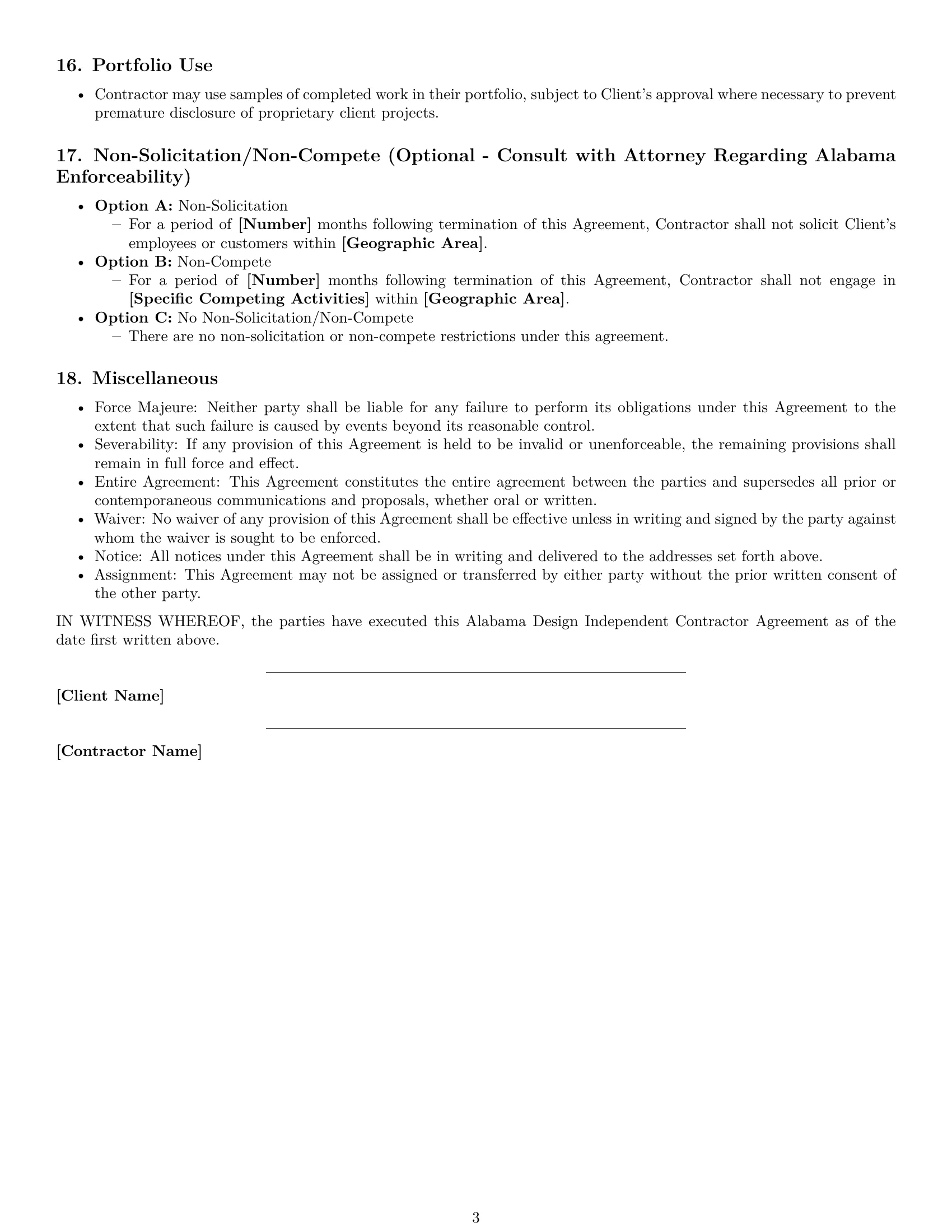 Preview page 3 of Free Alabama design independent contractor agreement template