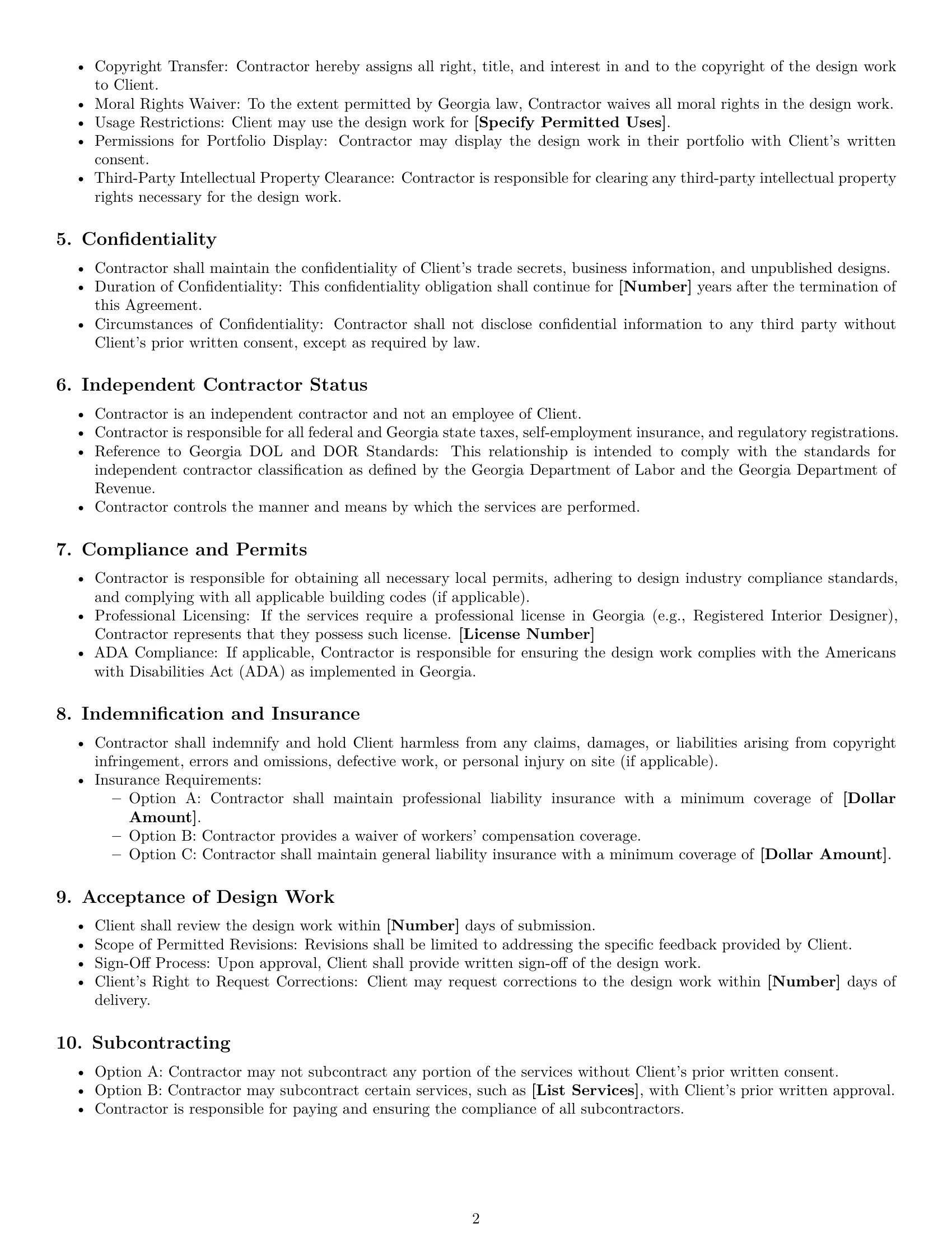 Preview page 2 of Free Georgia design independent contractor agreement template