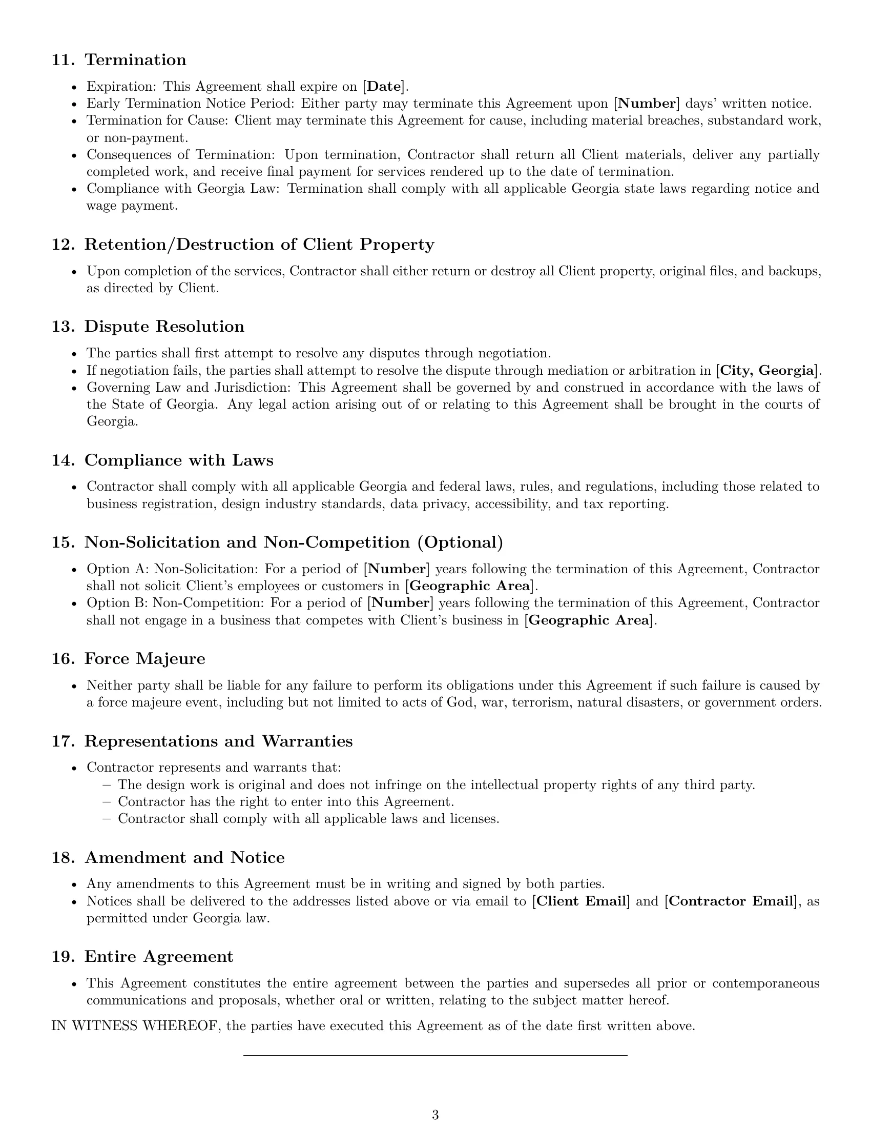Preview page 3 of Free Georgia design independent contractor agreement template