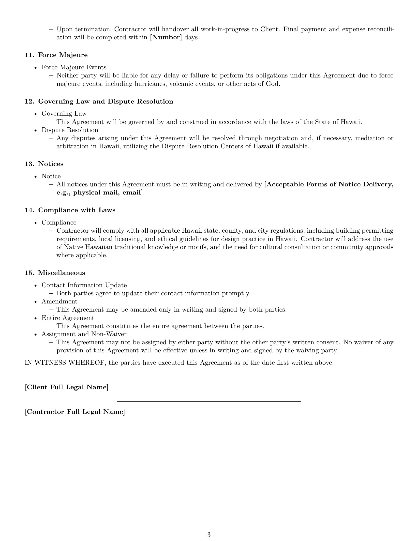 Preview page 3 of Free Hawaii design independent contractor agreement template