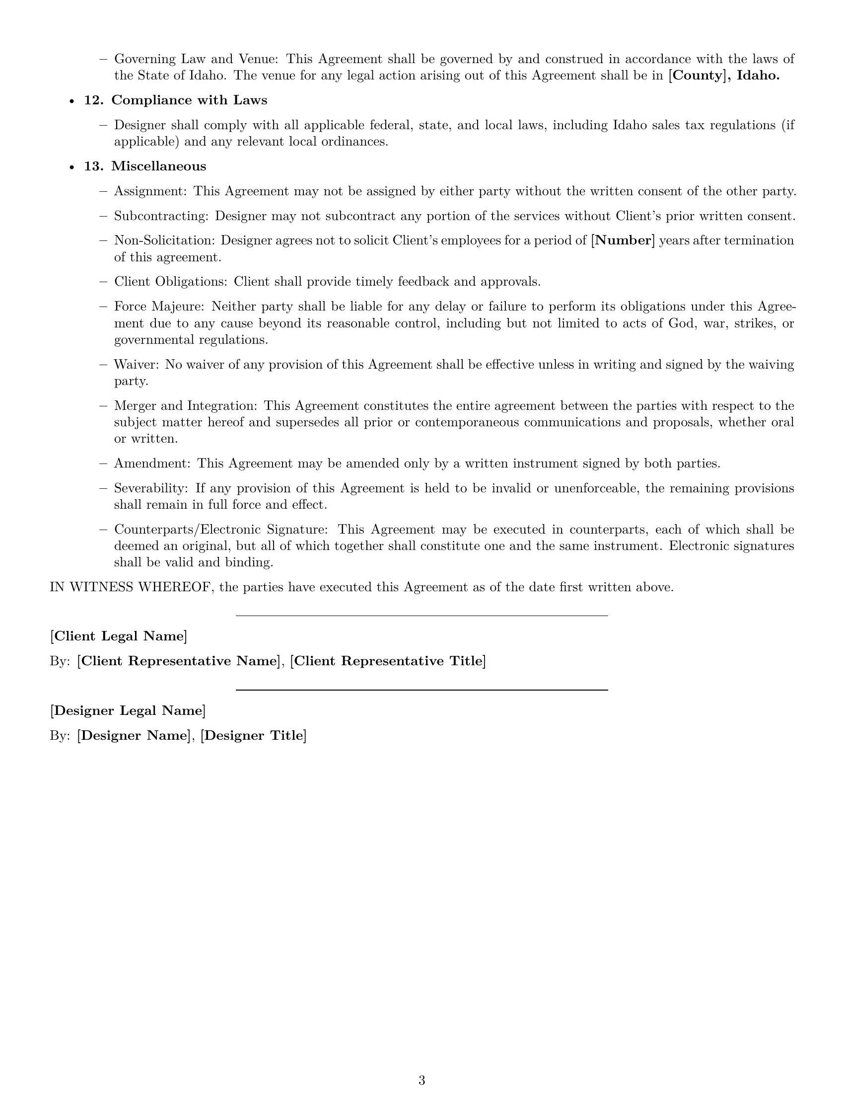 Preview page 3 of Free Idaho design independent contractor agreement template
