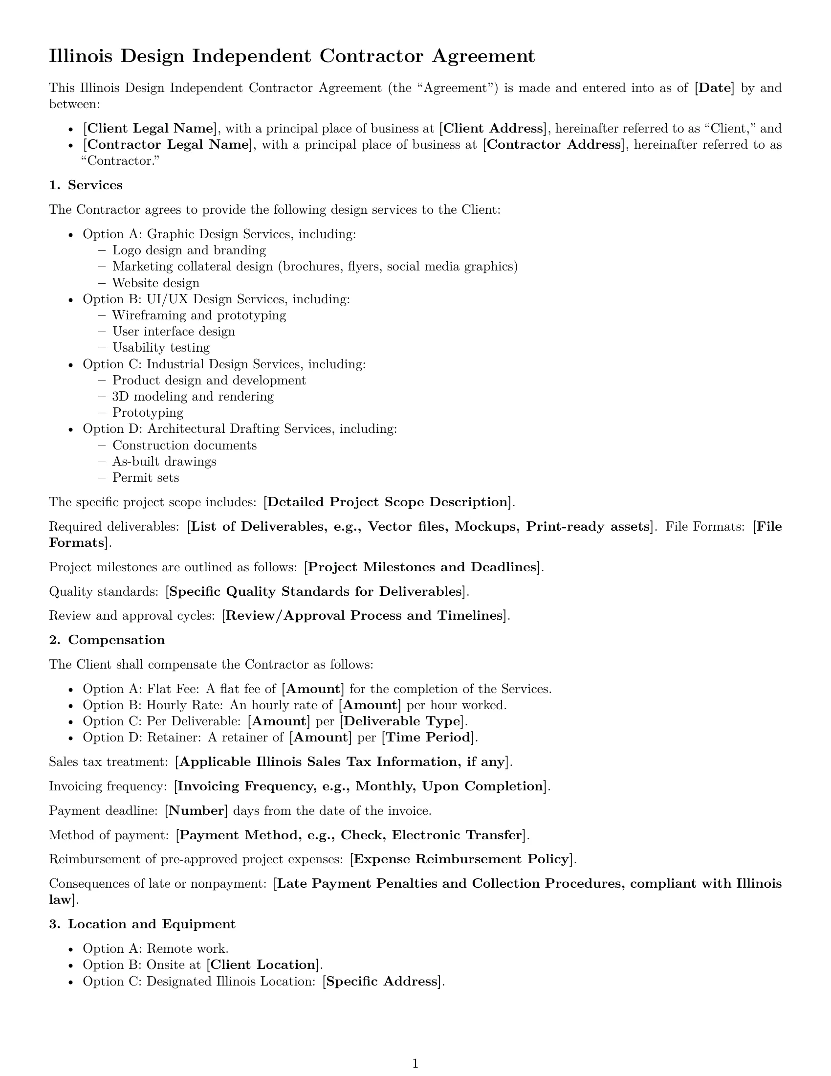 Preview page 1 of Free Illinois design independent contractor agreement template