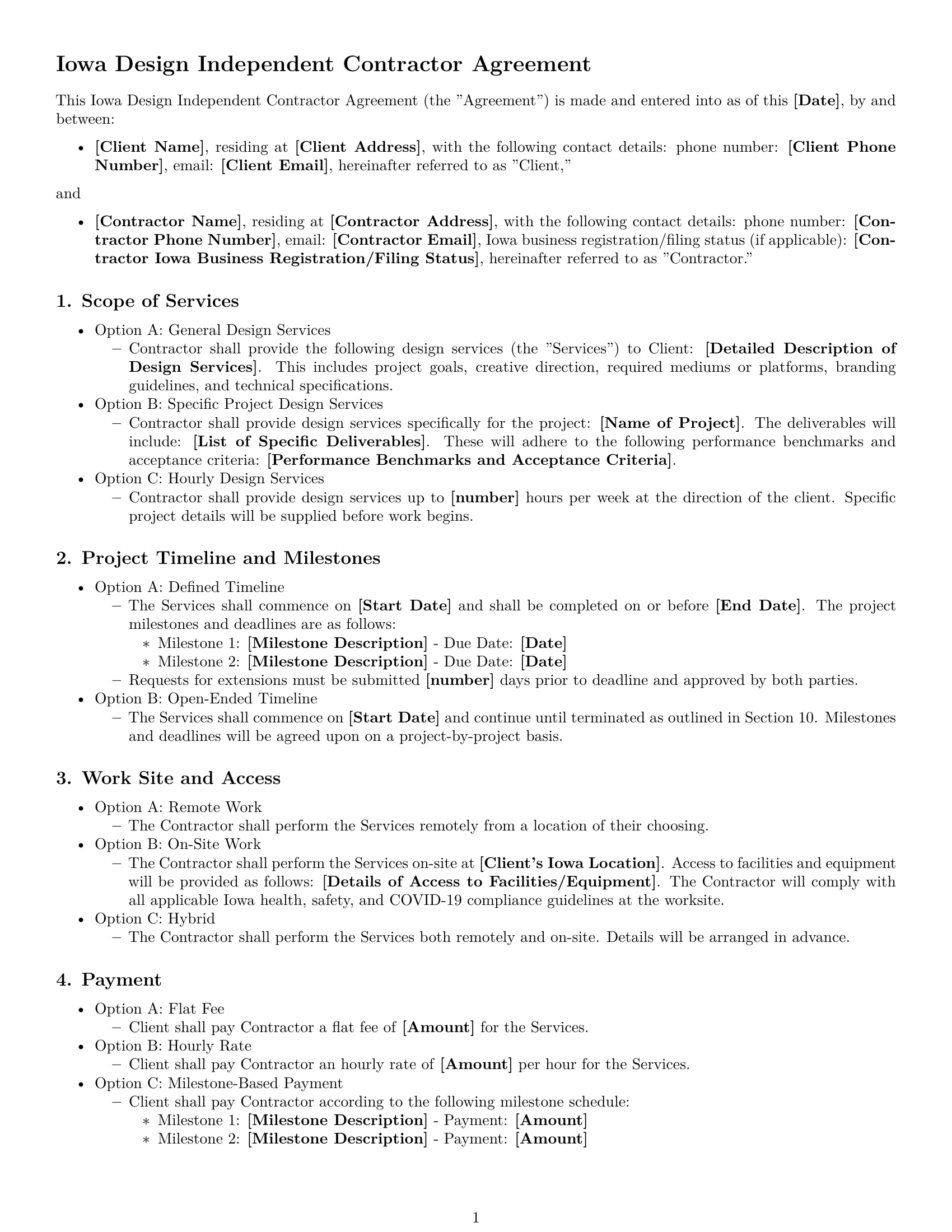 Preview page 1 of Free Iowa design independent contractor agreement template