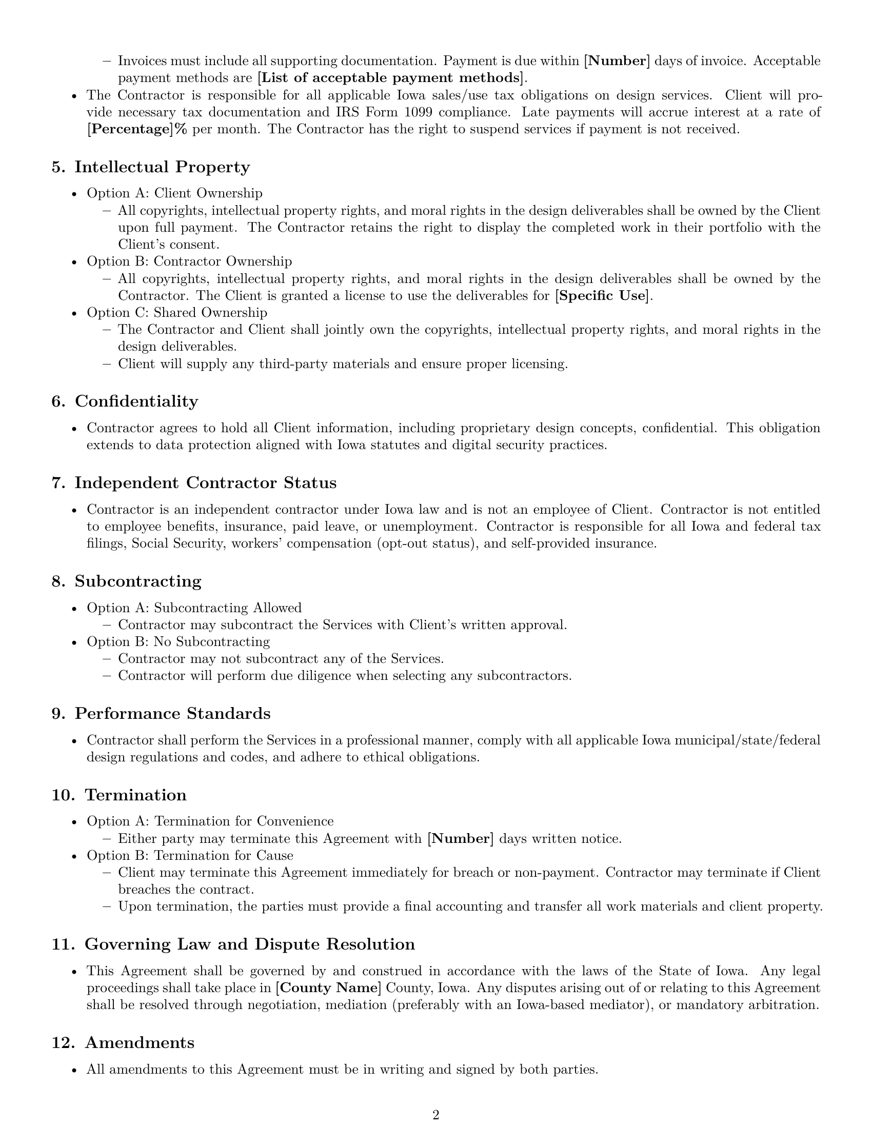Preview page 2 of Free Iowa design independent contractor agreement template