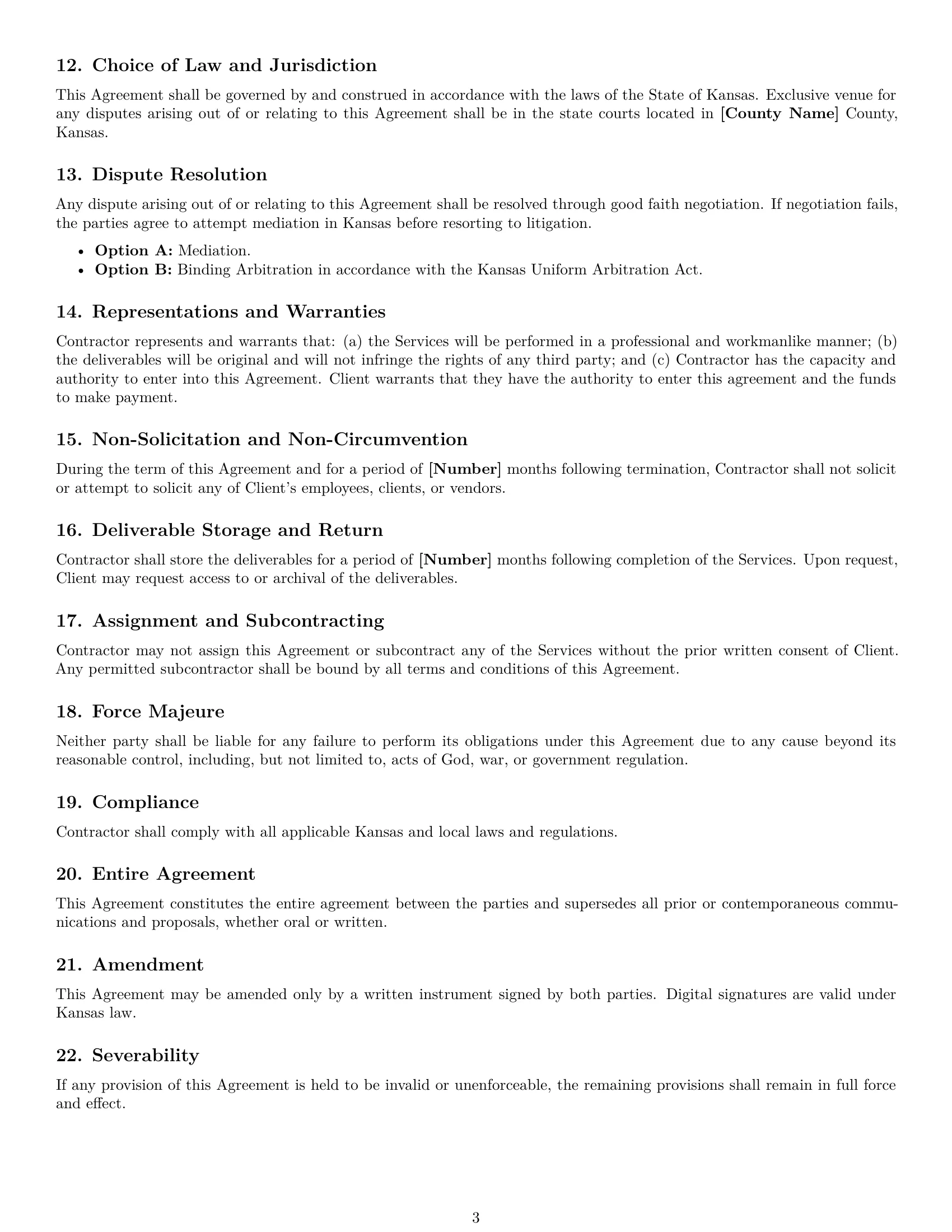Preview page 3 of Free Kansas design independent contractor agreement template